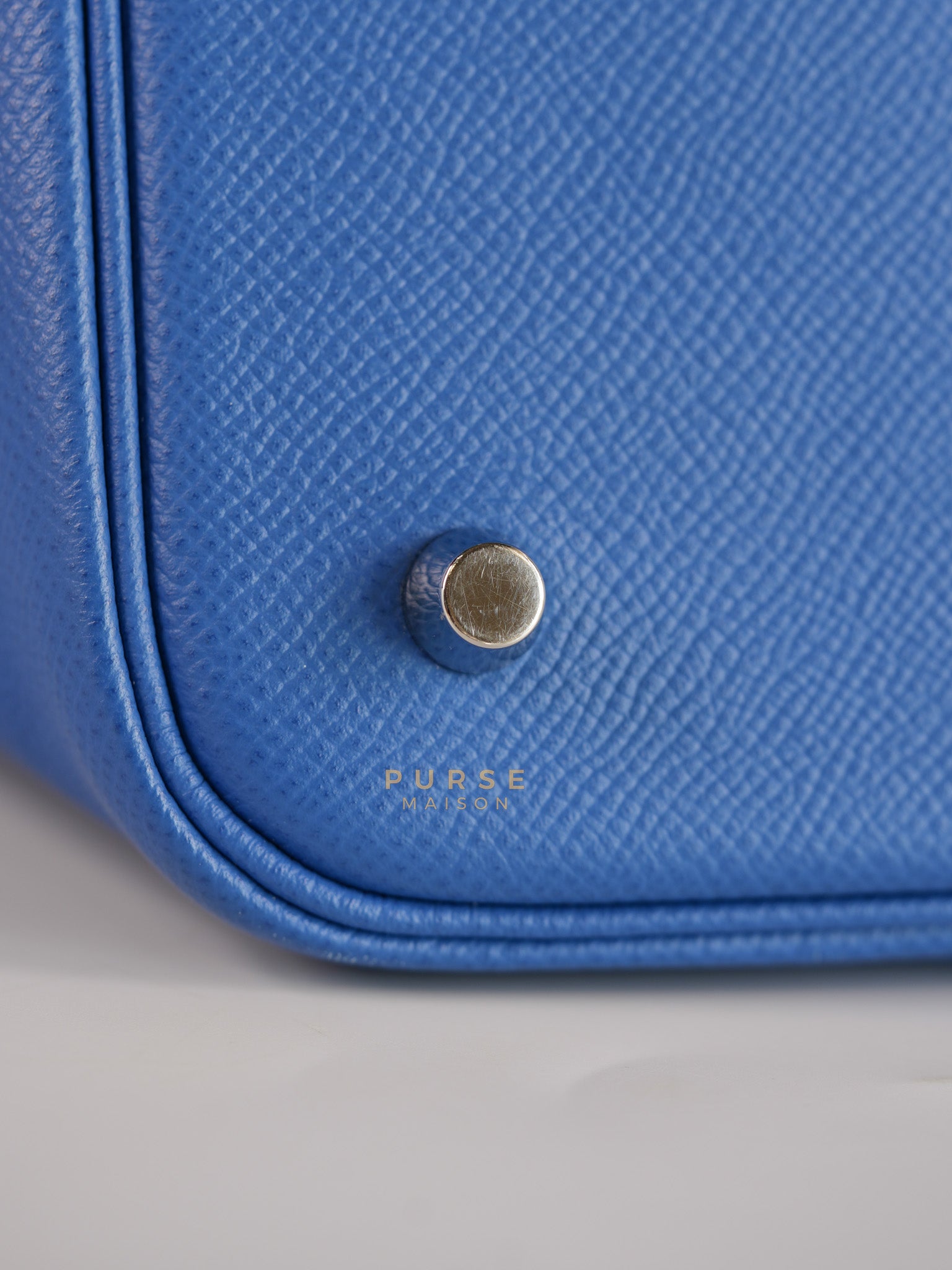 Picotin 22 Tressage in Blue Zellige Epsom Leather & Palladium Hardware Stamp C(2021) | Purse Maison Luxury Bags Shop