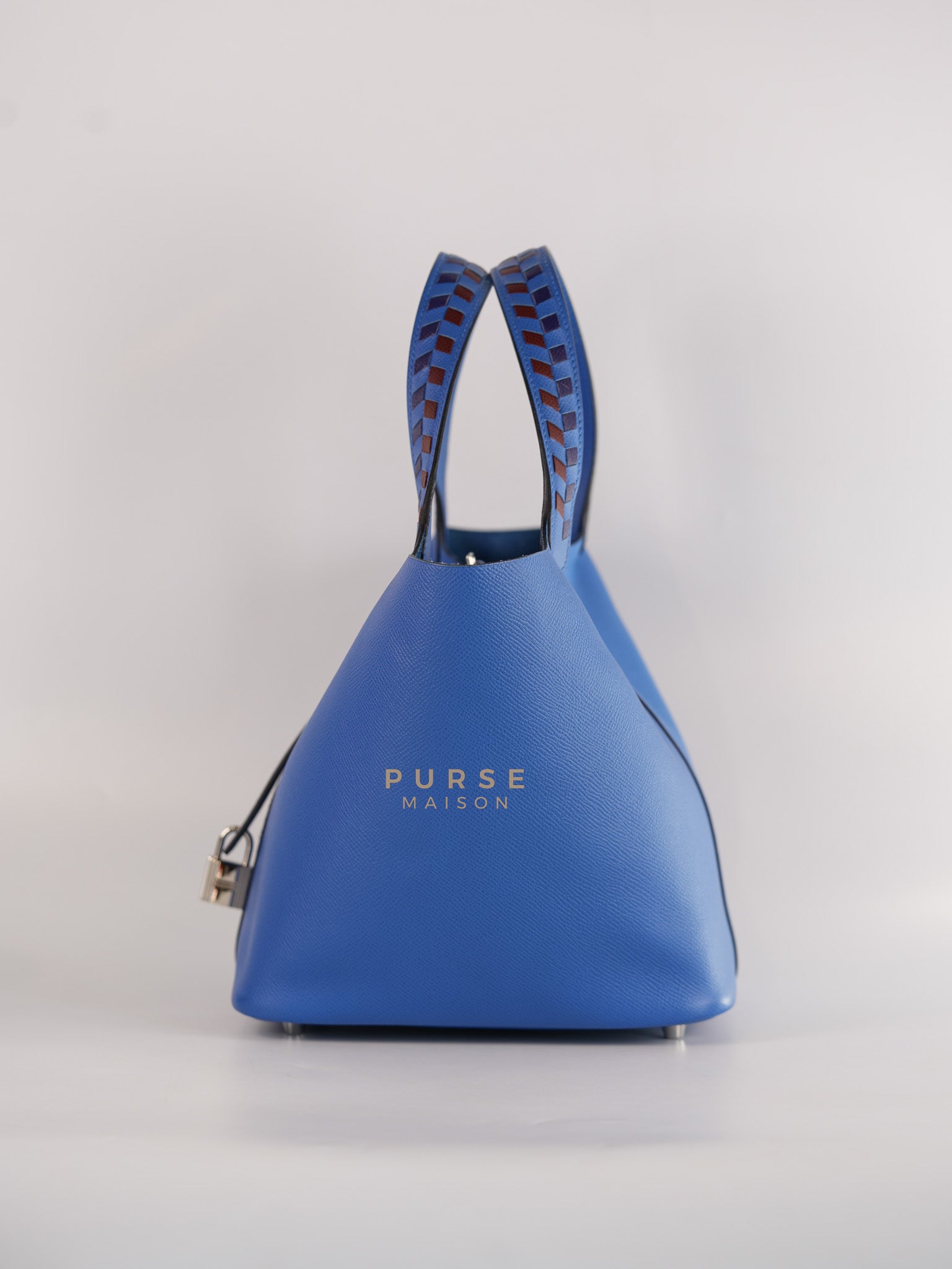 Picotin 22 Tressage in Blue Zellige Epsom Leather & Palladium Hardware Stamp C(2021) | Purse Maison Luxury Bags Shop