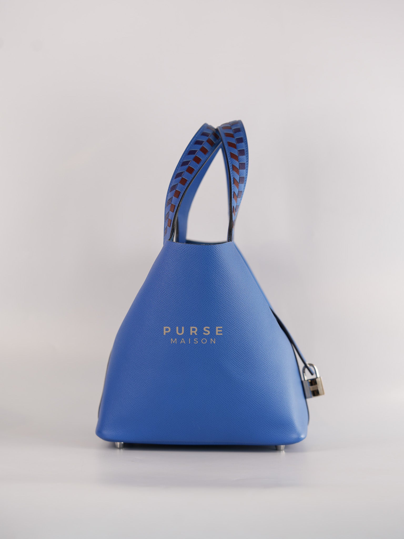 Picotin 22 Tressage in Blue Zellige Epsom Leather & Palladium Hardware Stamp C(2021) | Purse Maison Luxury Bags Shop