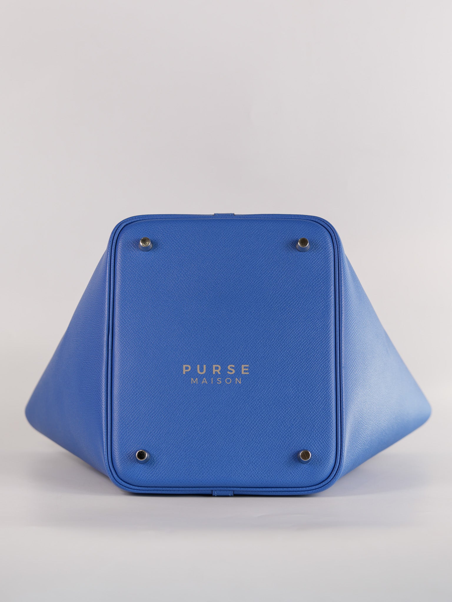 Picotin 22 Tressage in Blue Zellige Epsom Leather & Palladium Hardware Stamp C(2021) | Purse Maison Luxury Bags Shop