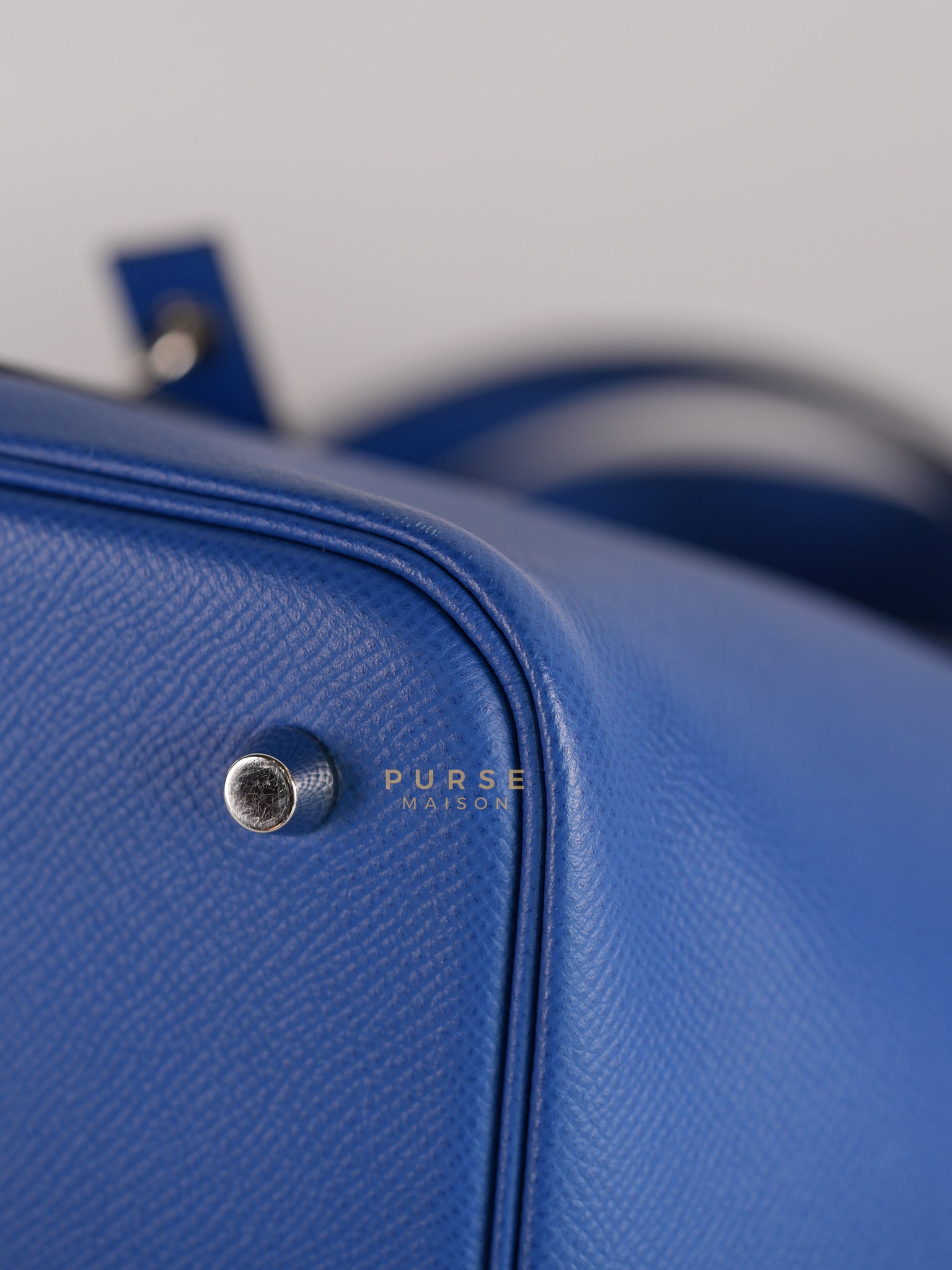 Picotin 22 Tressage in Blue Zellige Epsom Leather & Palladium Hardware Stamp C(2021) | Purse Maison Luxury Bags Shop