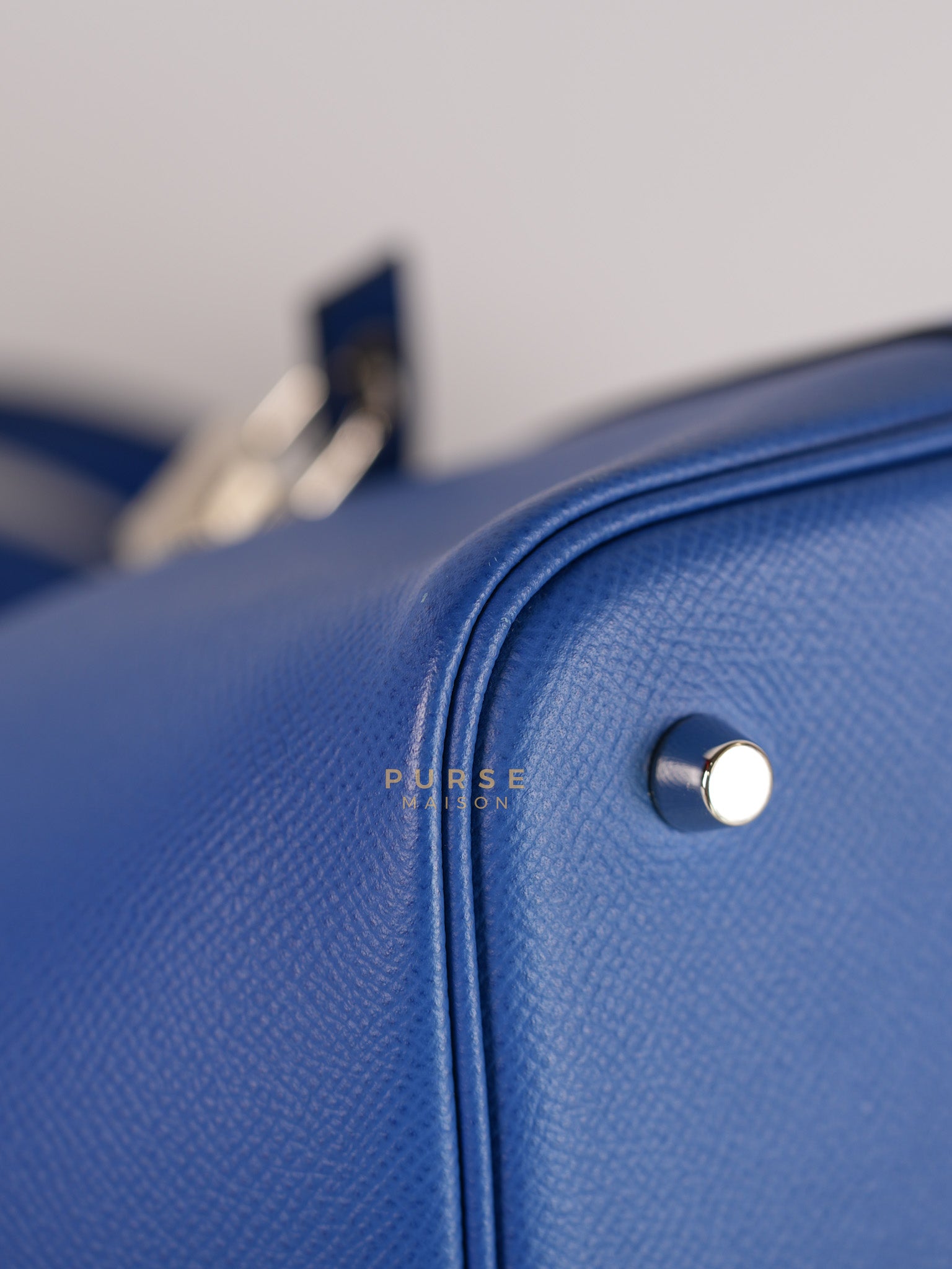 Picotin 22 Tressage in Blue Zellige Epsom Leather & Palladium Hardware Stamp C(2021) | Purse Maison Luxury Bags Shop