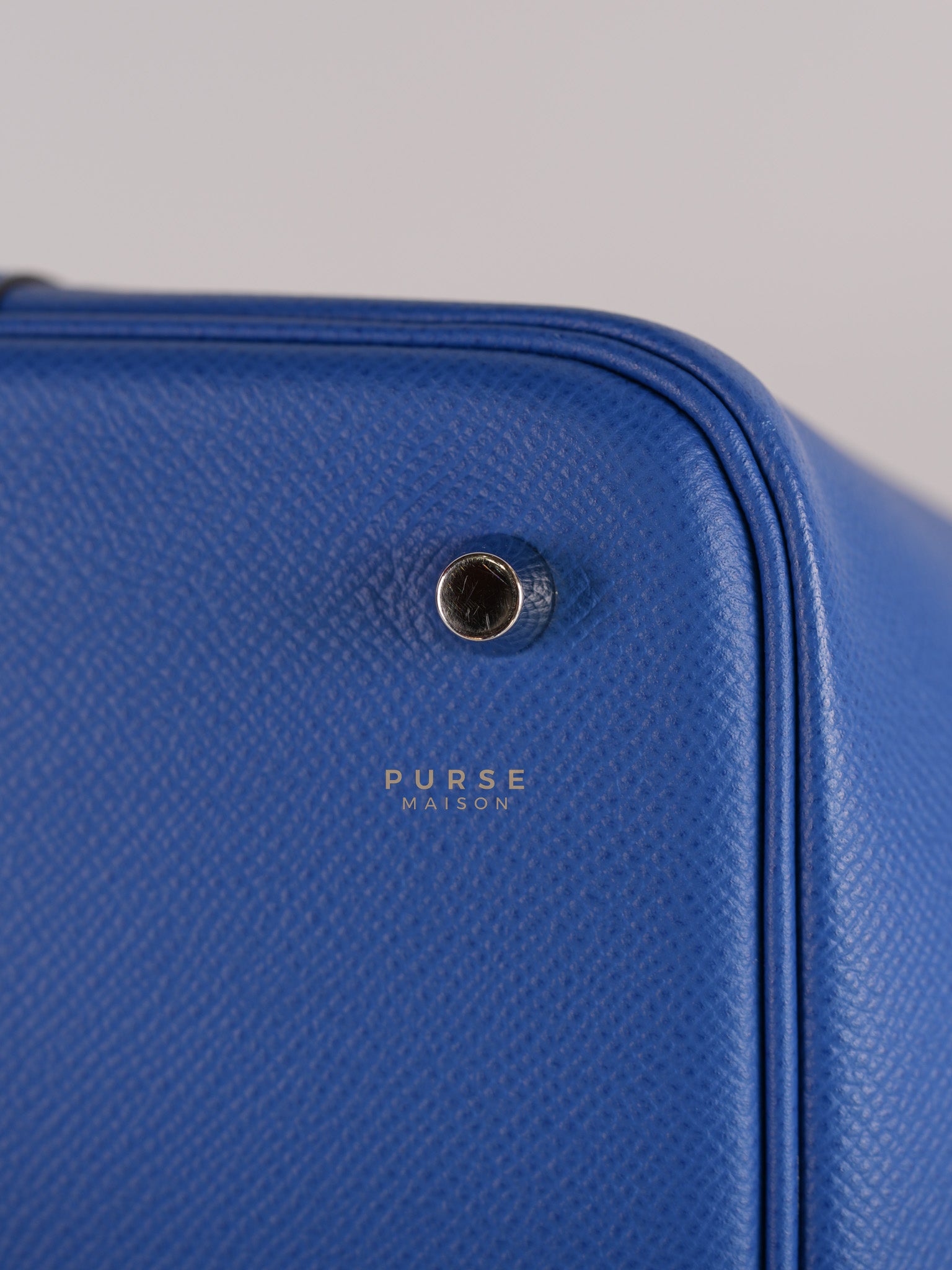Picotin 22 Tressage in Blue Zellige Epsom Leather & Palladium Hardware Stamp C(2021) | Purse Maison Luxury Bags Shop