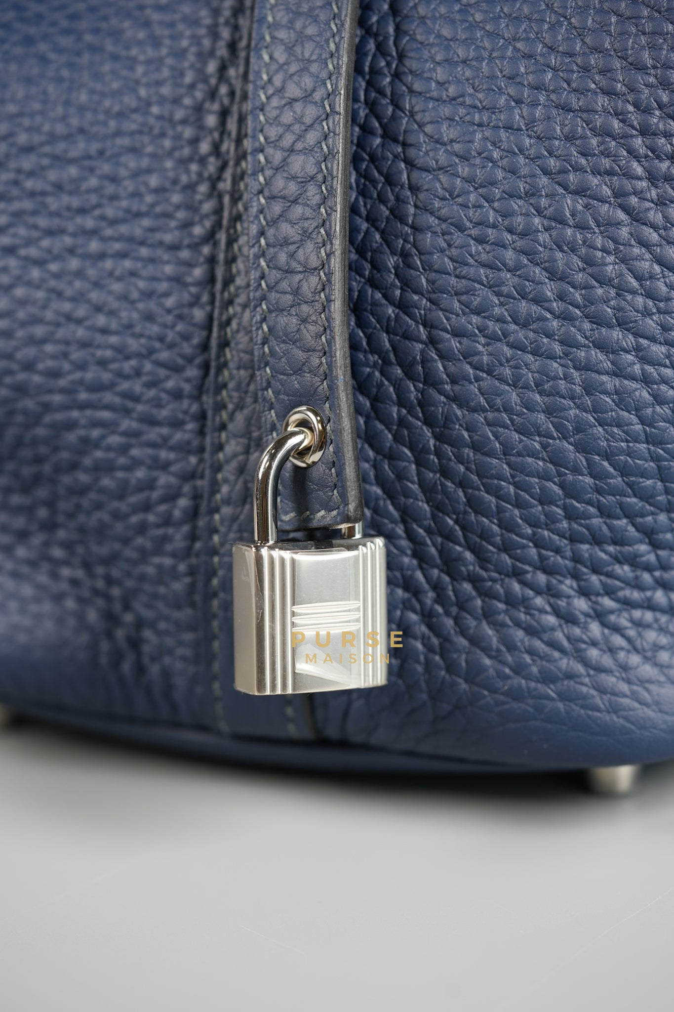 Picotin Lock 18 Bleu de Prusse Taurillon Clemence & Palladium Hardware Stamp W (year 2024) | Purse Maison Luxury Bags Shop