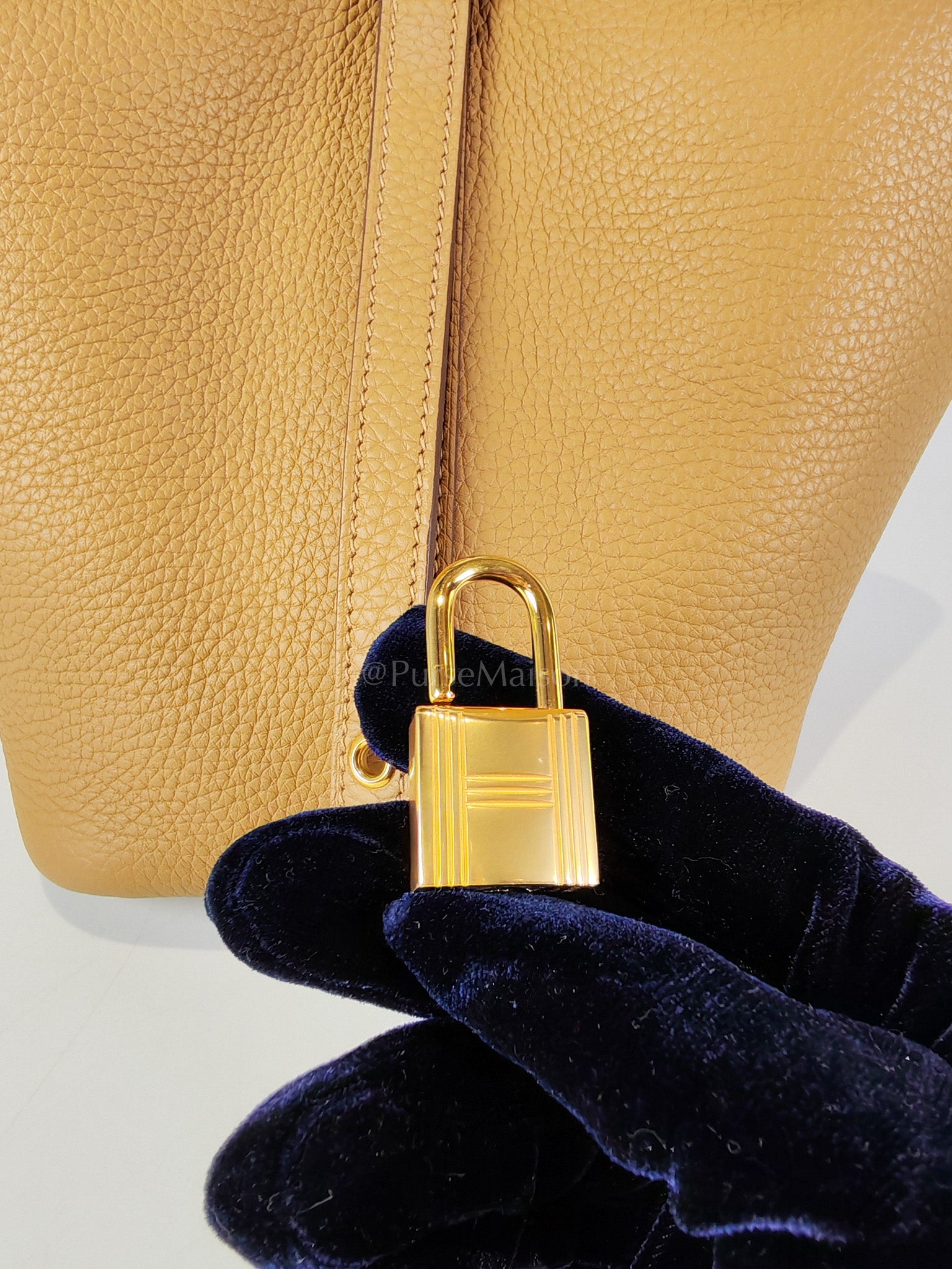 Picotin Lock 18 in Biscuit Clemence Leather Gold Hardware Stamp U(2022) | Purse Maison Luxury Bags Shop