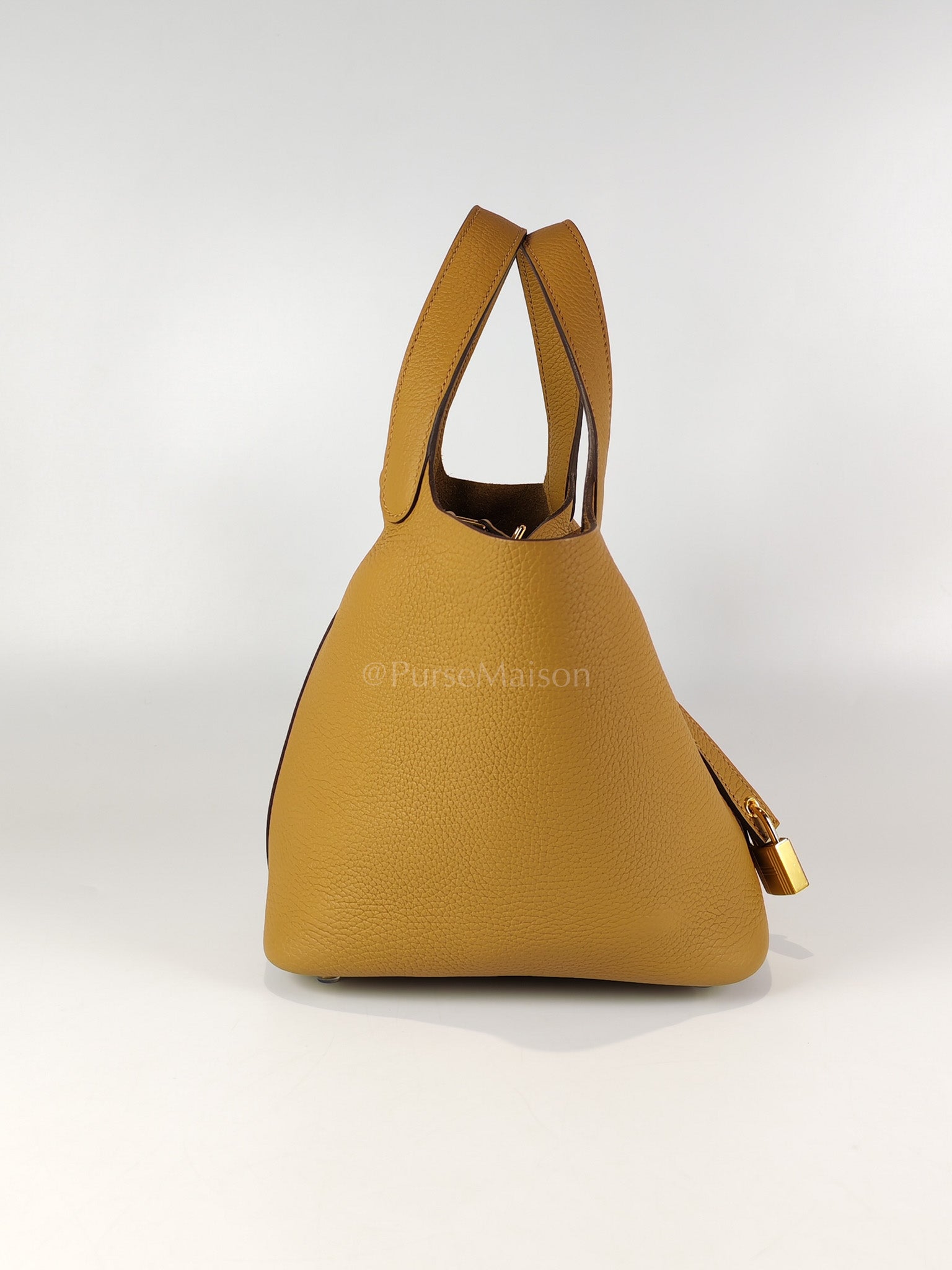 Picotin Lock 18 in Biscuit Clemence Leather Gold Hardware Stamp U(2022) | Purse Maison Luxury Bags Shop