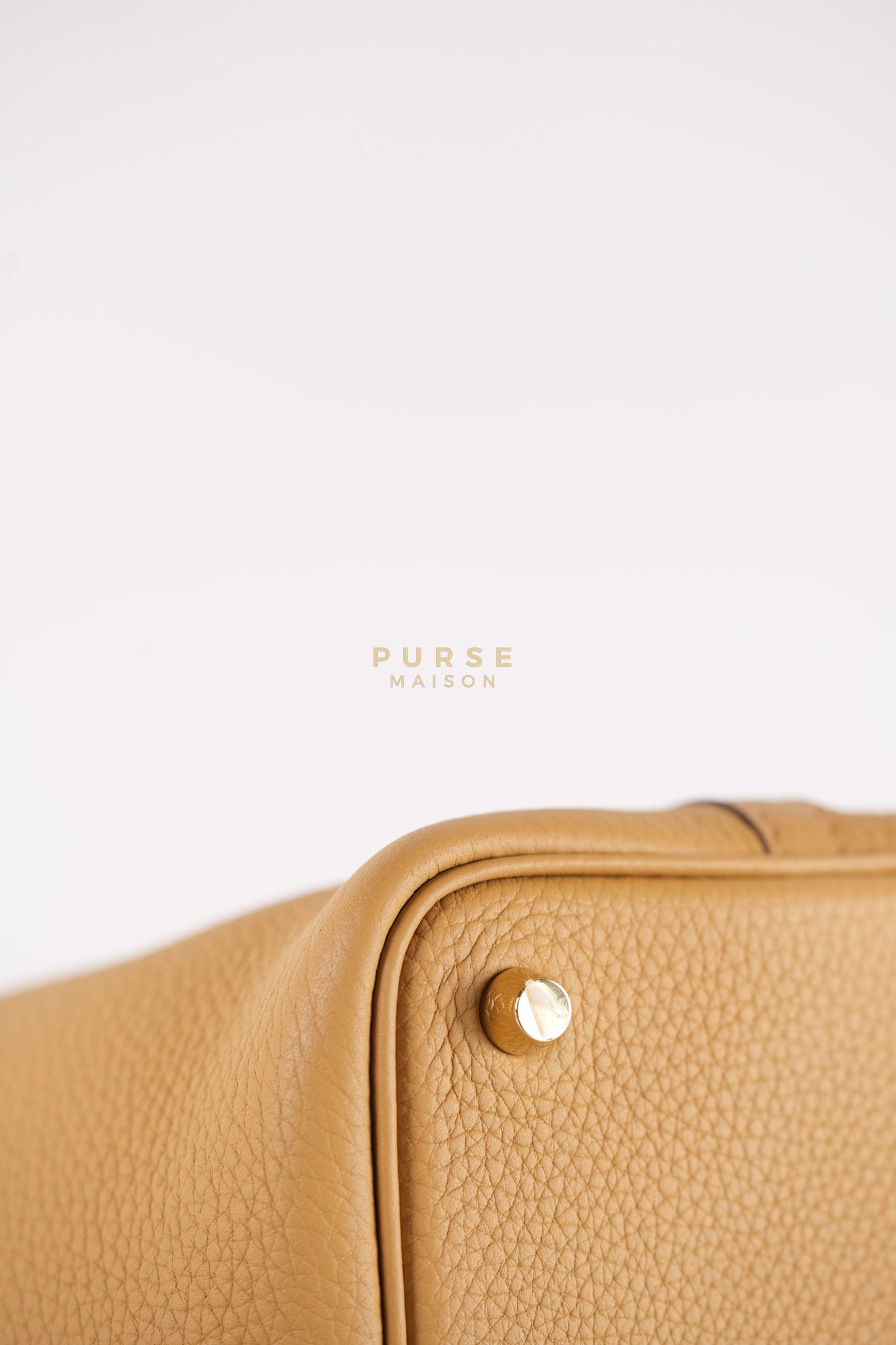 Picotin Lock 18 in Biscuit Taurillon Clemence Leather & Gold Hardware Stamp B (2023) | Purse Maison Luxury Bags Shop
