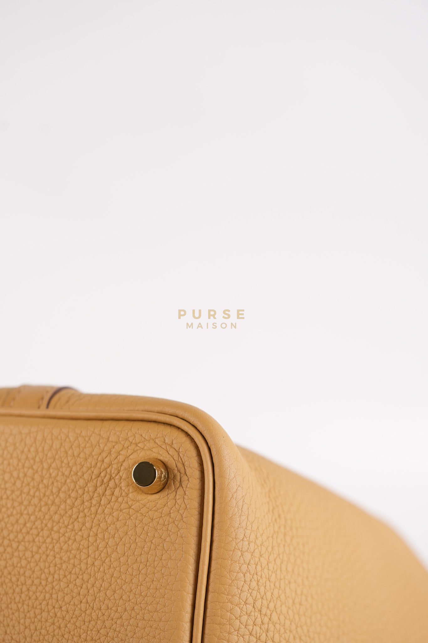 Picotin Lock 18 in Biscuit Taurillon Clemence Leather & Gold Hardware Stamp B (2023) | Purse Maison Luxury Bags Shop