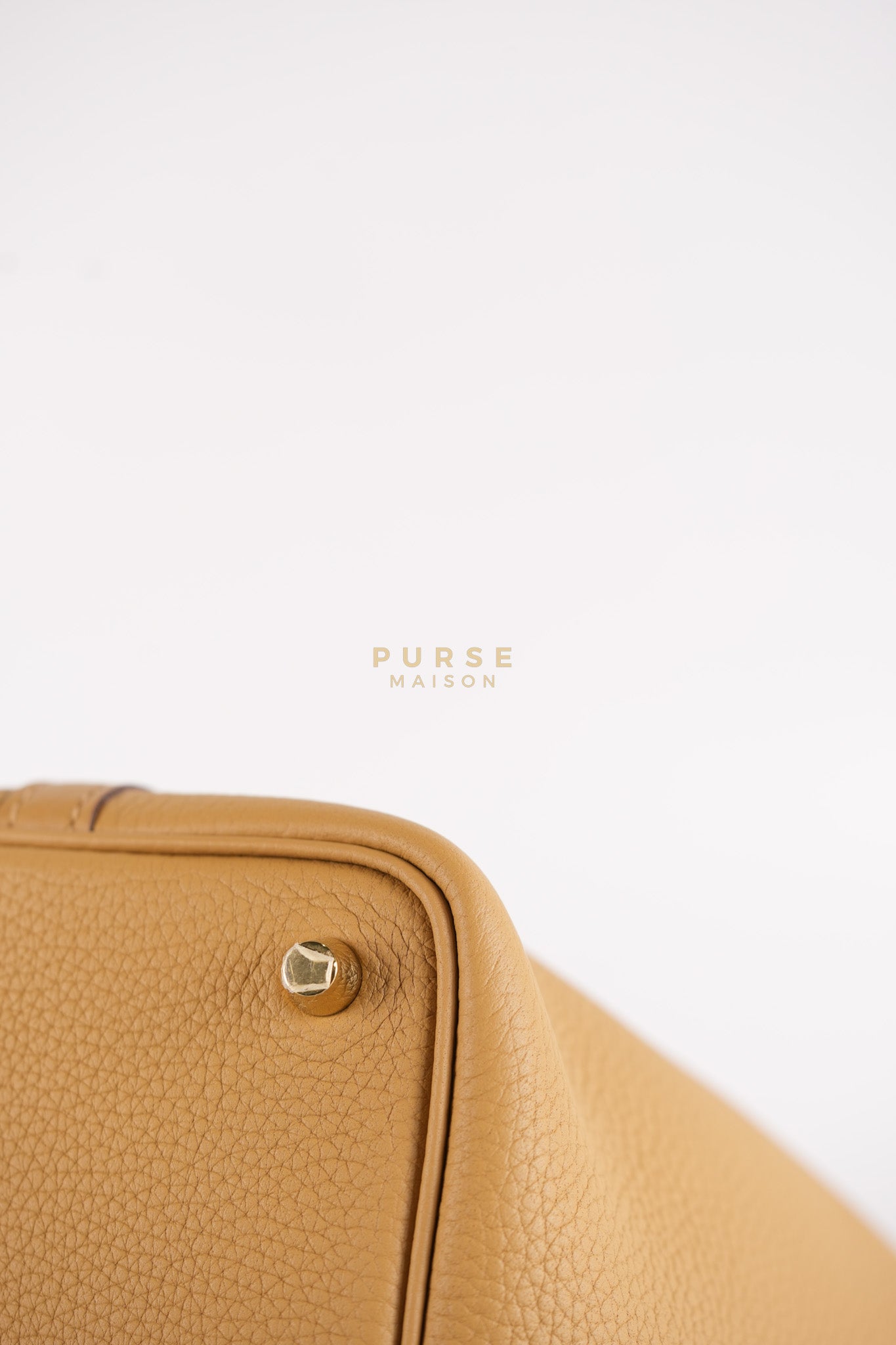 Picotin Lock 18 in Biscuit Taurillon Clemence Leather & Gold Hardware Stamp B (2023) | Purse Maison Luxury Bags Shop
