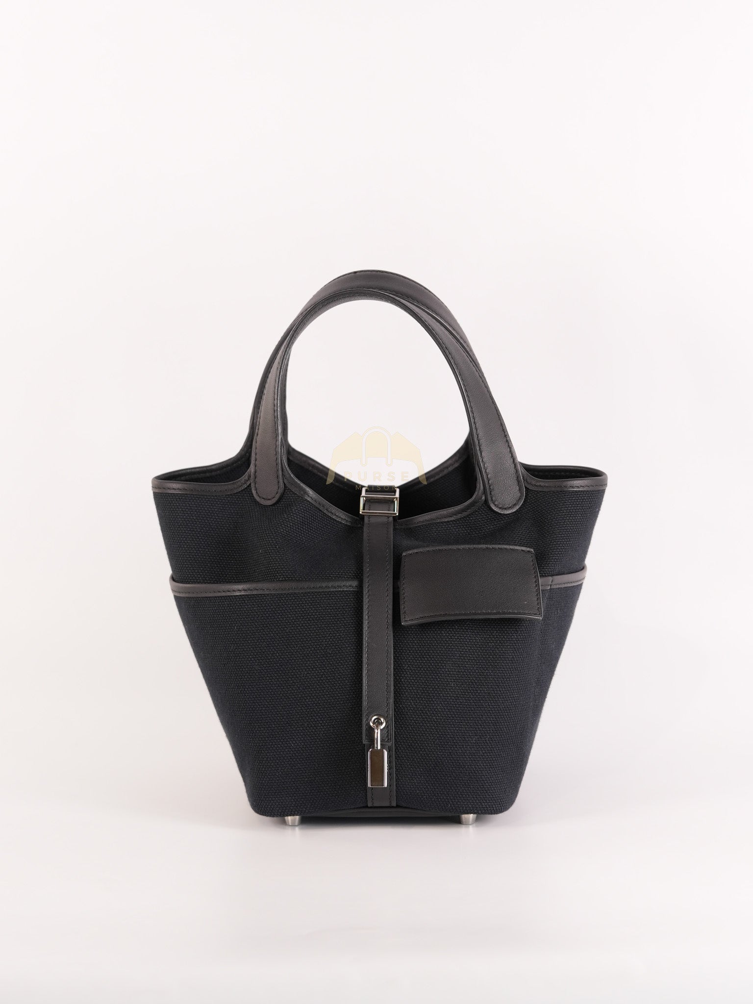 Picotin Lock 18 in Black Cargo Canvas & Palladium Hardware Stamp B (2023) | Purse Maison Luxury Bags Shop