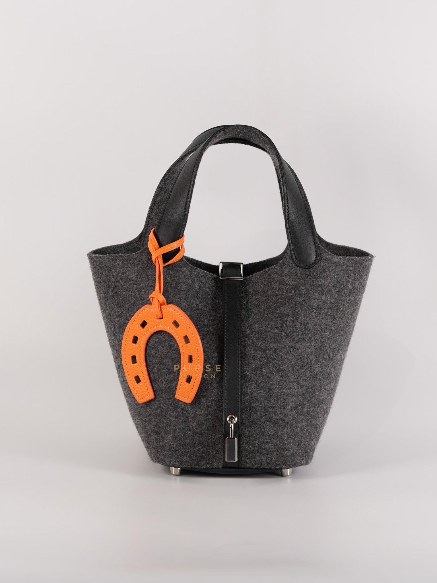Picotin Lock 18 in Limited Edition Black Feutre Wool & Swift with Palladium Hardware Stamp Y(2020) | Purse Maison Luxury Bags Shop