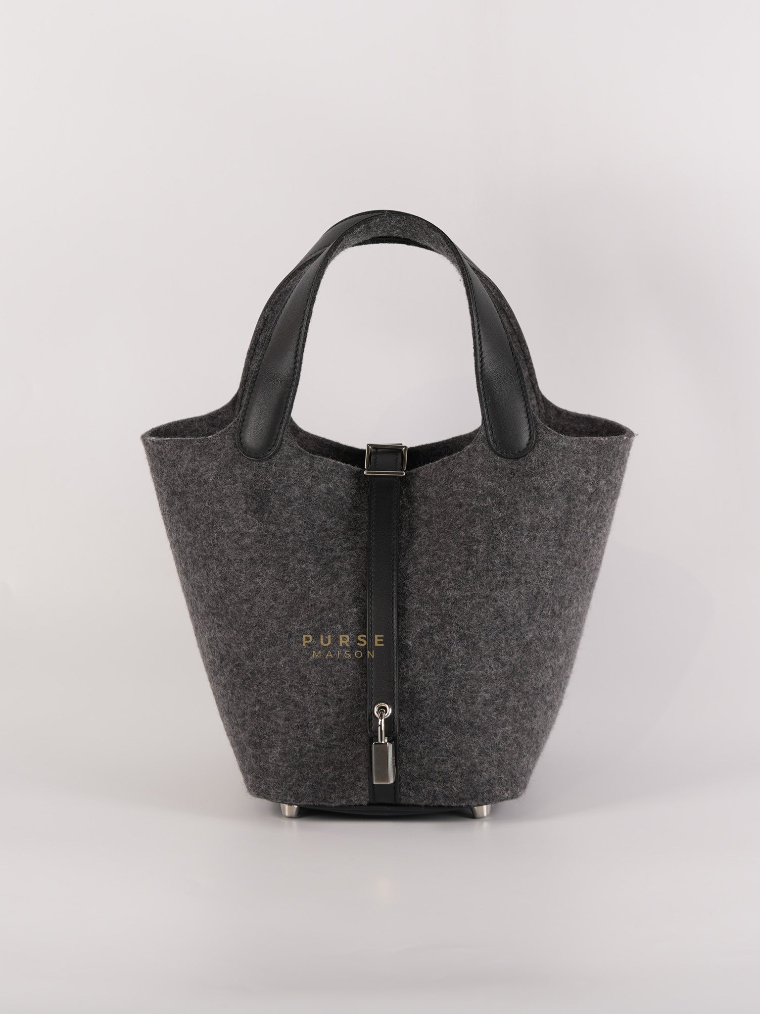 Picotin Lock 18 in Limited Edition Black Feutre Wool & Swift with Palladium Hardware Stamp Y(2020) | Purse Maison Luxury Bags Shop