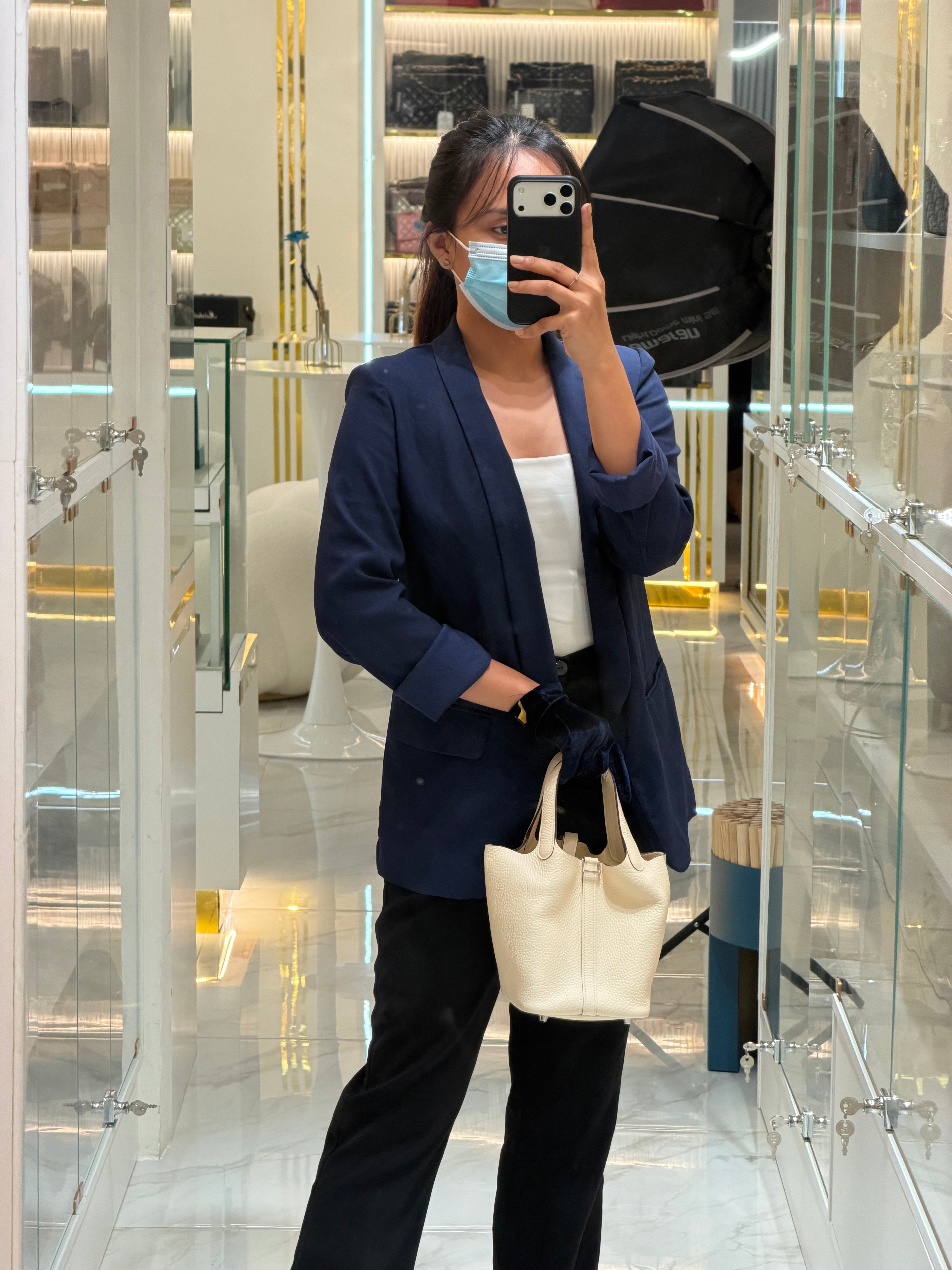 Picotin Lock 18 in Nata Clemence Leather & Palladium Hardware Stamp B(2023) | Purse Maison Luxury Bags Shop