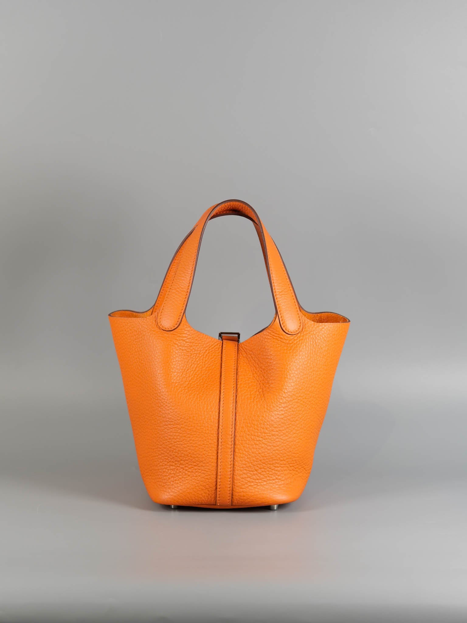 Picotin Lock 18 Taurillion Clemence Orange & Palladium Hardware Stamp B | Purse Maison Luxury Bags Shop