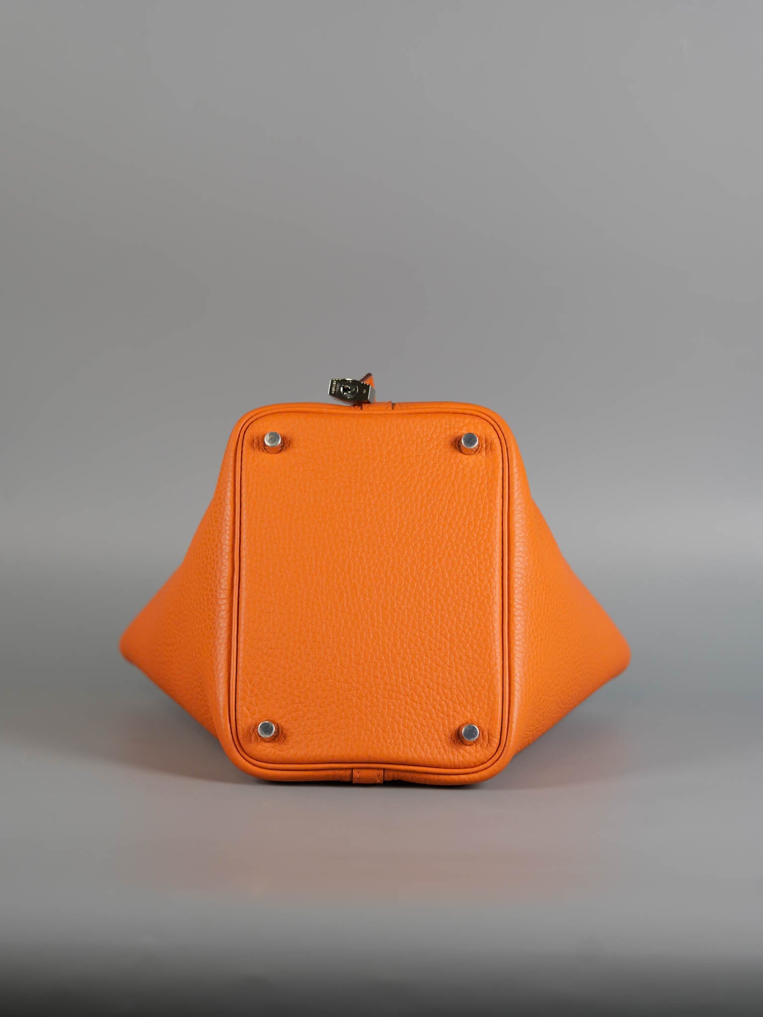 Picotin Lock 18 Taurillion Clemence Orange & Palladium Hardware Stamp B | Purse Maison Luxury Bags Shop