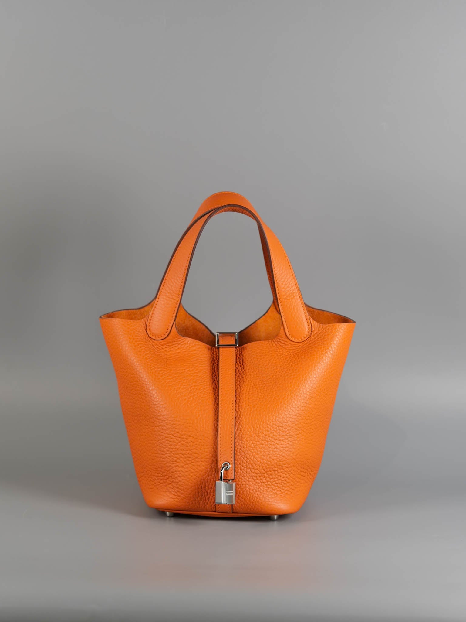 Picotin Lock 18 Taurillion Clemence Orange & Palladium Hardware Stamp B | Purse Maison Luxury Bags Shop