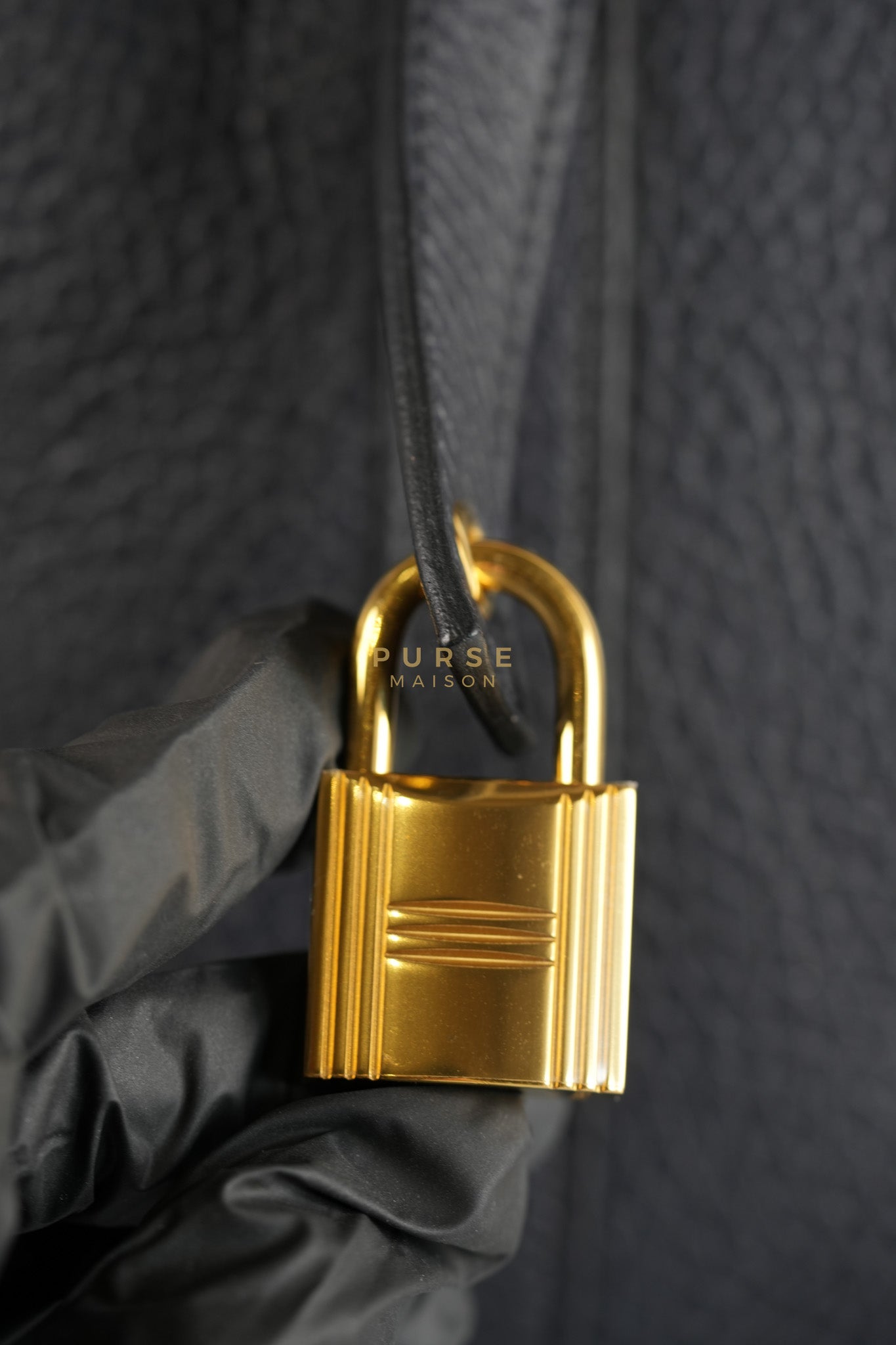 Picotin Lock 26 in Black Clemence Leather & Gold Hardware Stamp A (2017) | Purse Maison Luxury Bags Shop