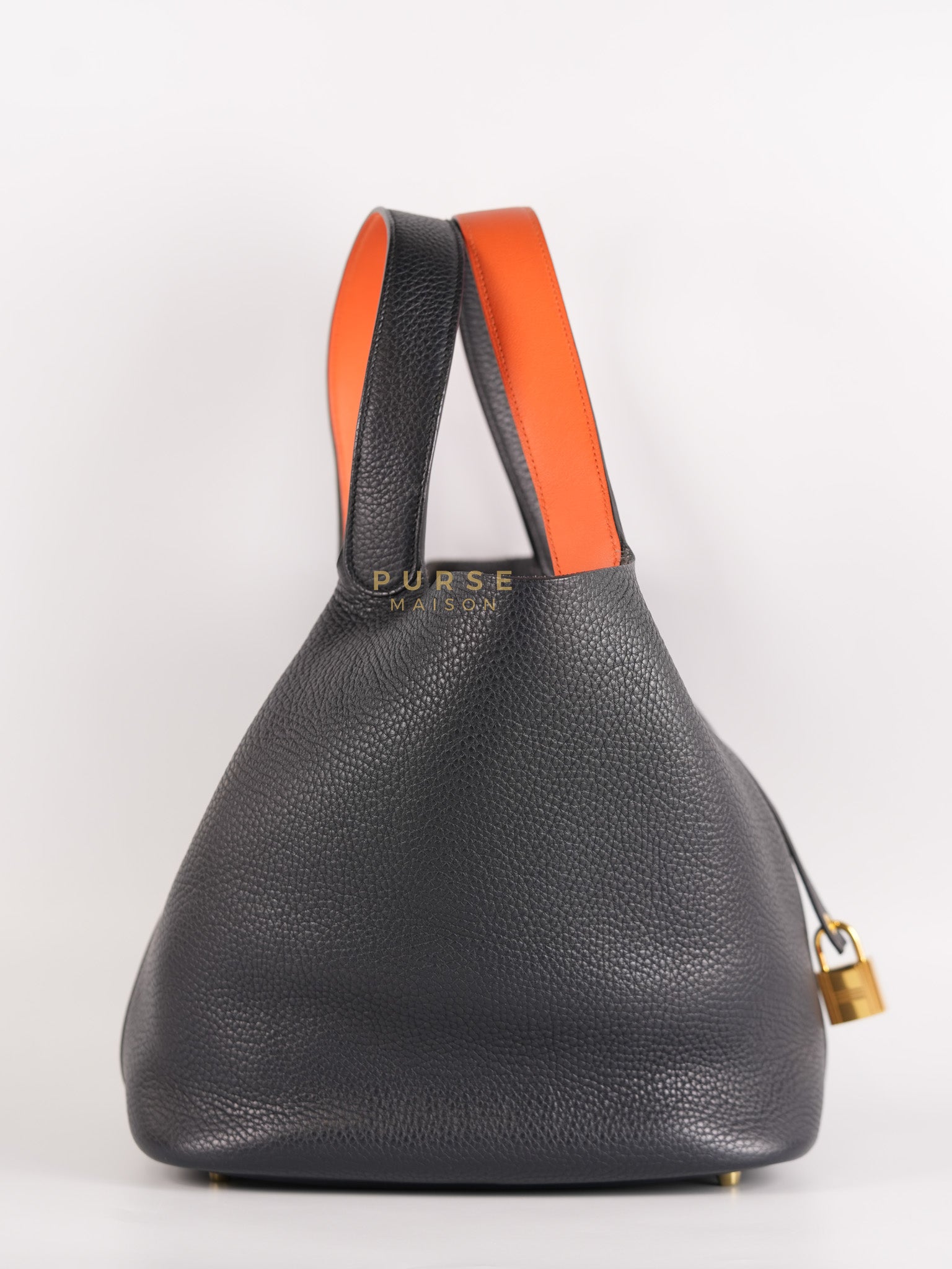 Picotin Lock 26 in Black Clemence Leather & Gold Hardware Stamp A (2017) | Purse Maison Luxury Bags Shop