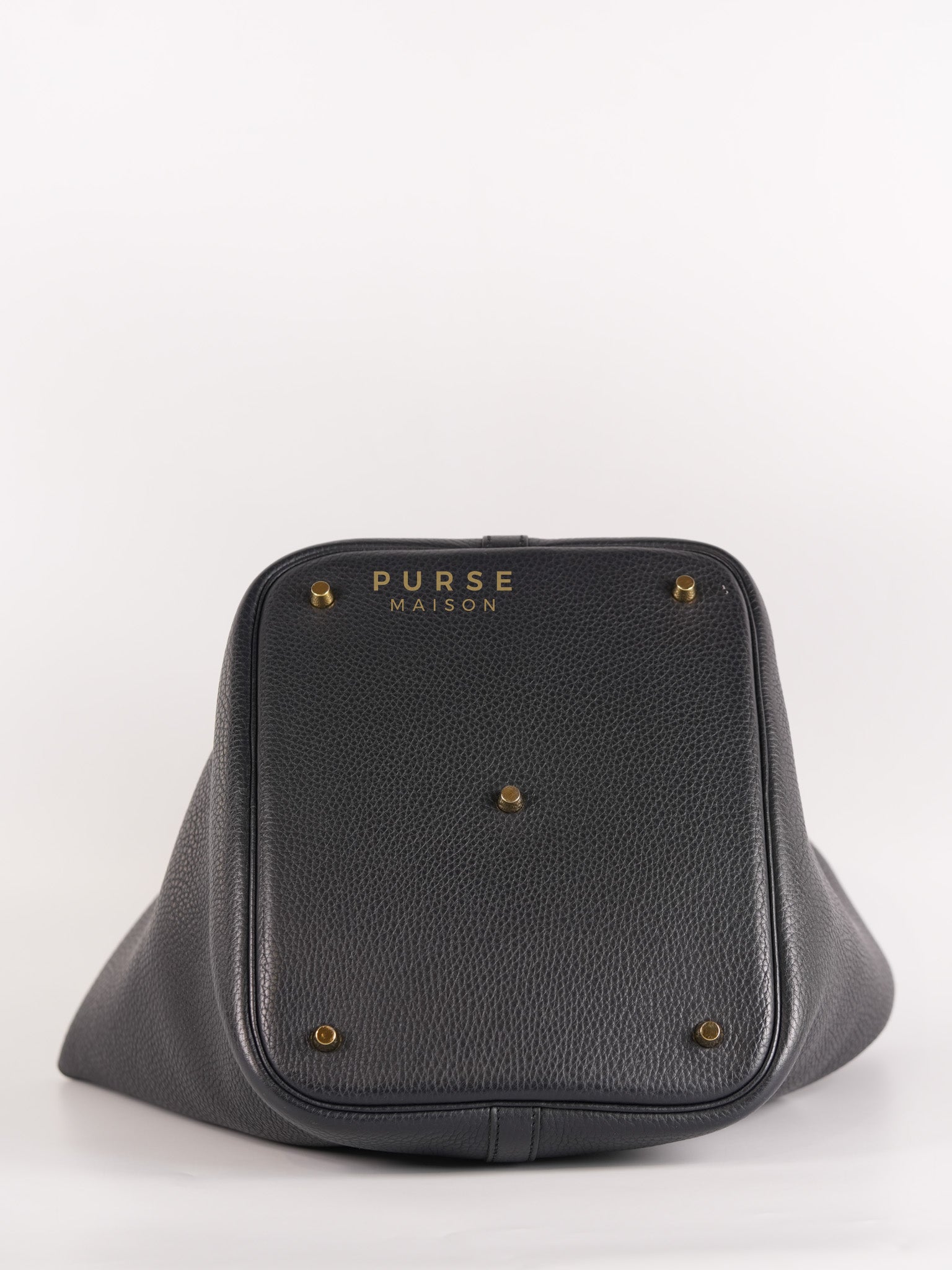Picotin Lock 26 in Black Clemence Leather & Gold Hardware Stamp A (2017) | Purse Maison Luxury Bags Shop