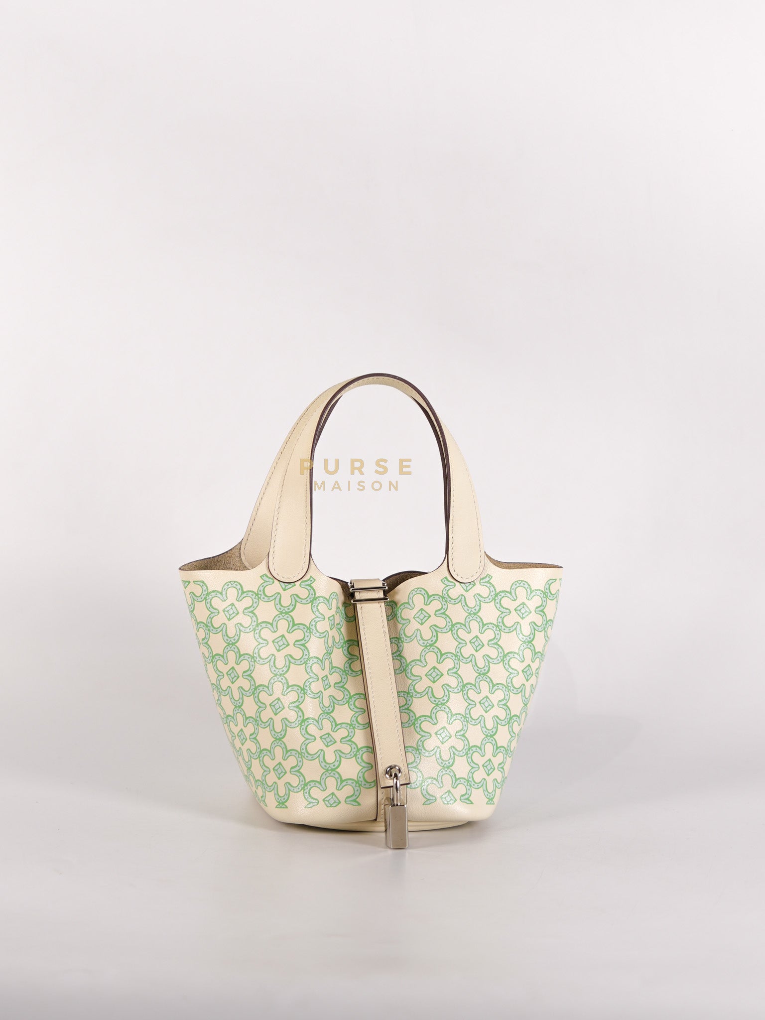 Picotin Lock Micro in Lucky Daisy Nata Swift Leather & Palladium Hardware Stamp B (2023) | Purse Maison Luxury Bags Shop