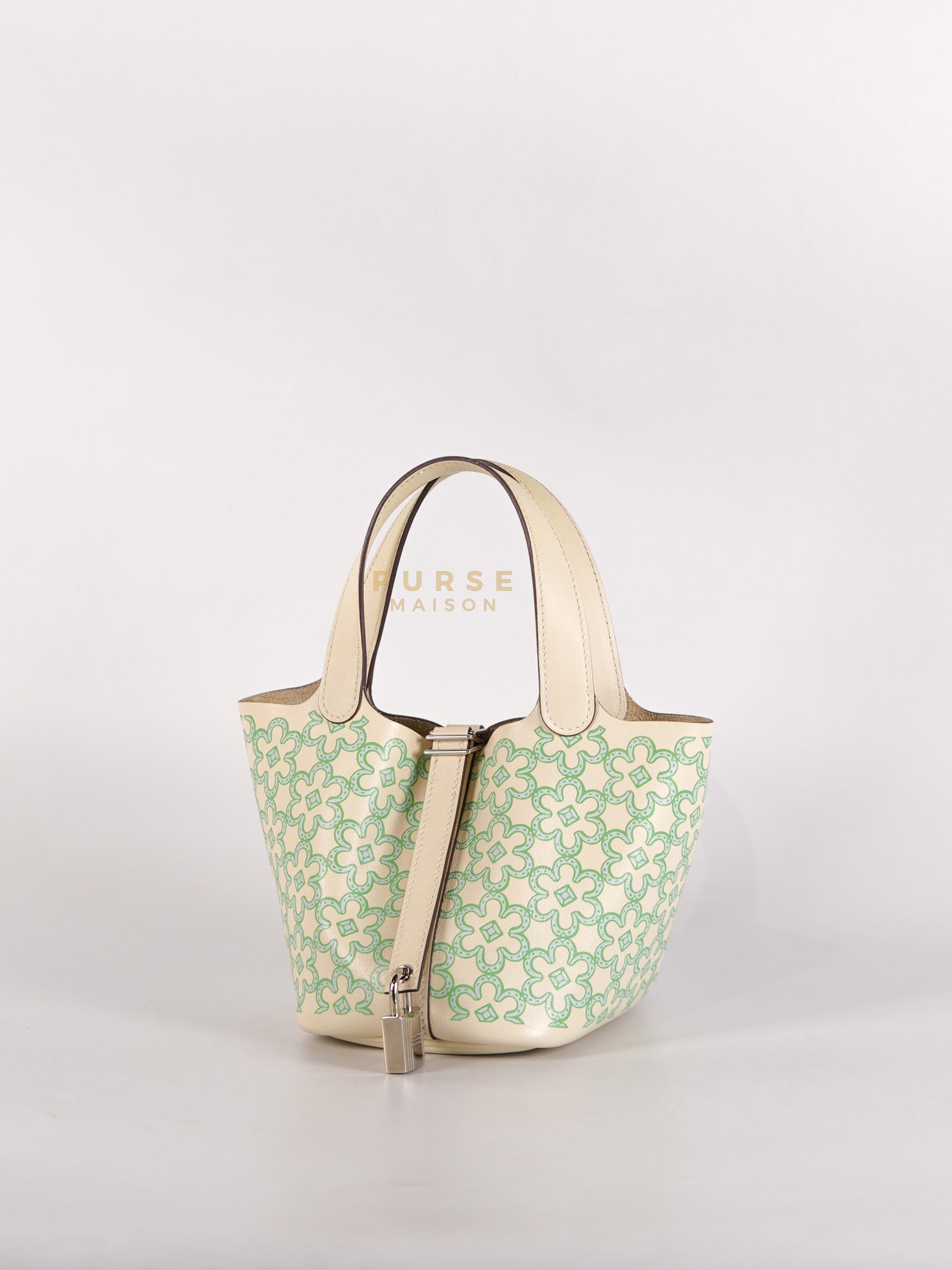 Picotin Lock Micro in Lucky Daisy Nata Swift Leather & Palladium Hardware Stamp B (2023) | Purse Maison Luxury Bags Shop