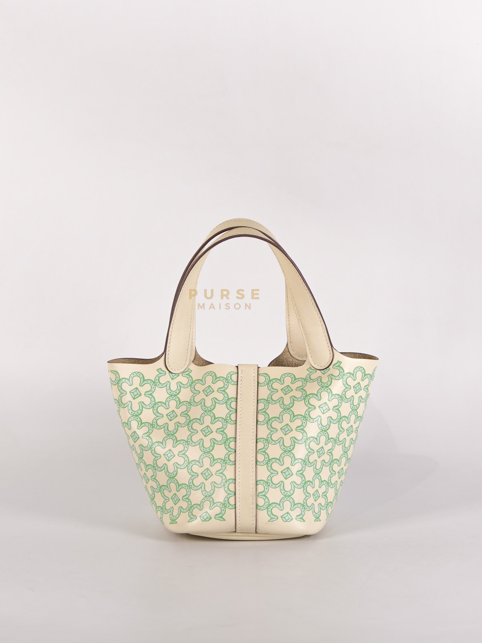 Picotin Lock Micro in Lucky Daisy Nata Swift Leather & Palladium Hardware Stamp B (2023) | Purse Maison Luxury Bags Shop
