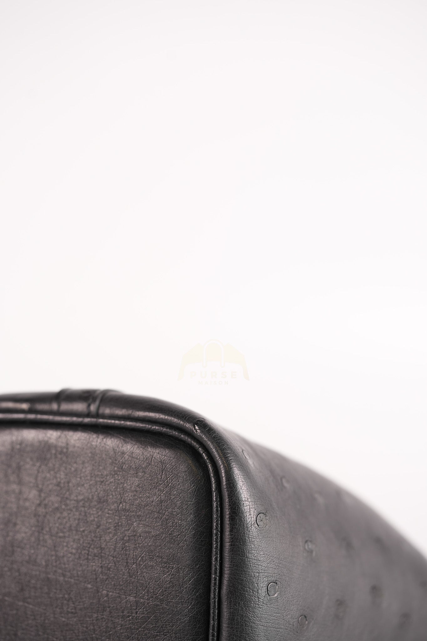 Picotin Micro in Black Ostrich Leather and Gold Hardware Stamp W (2024) | Purse Maison Luxury Bags Shop