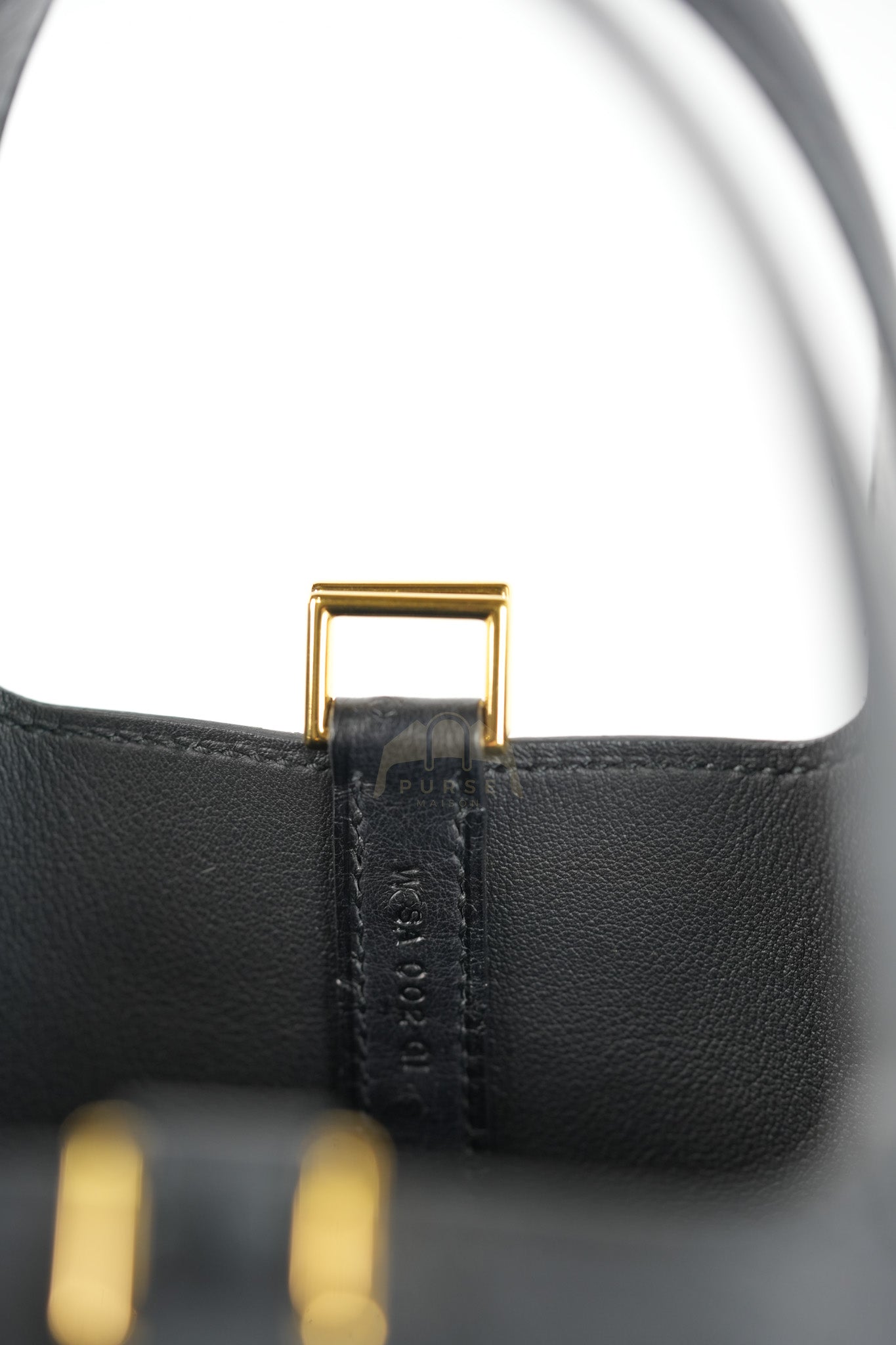 Picotin Micro in Black Ostrich Leather and Gold Hardware Stamp W (2024) | Purse Maison Luxury Bags Shop