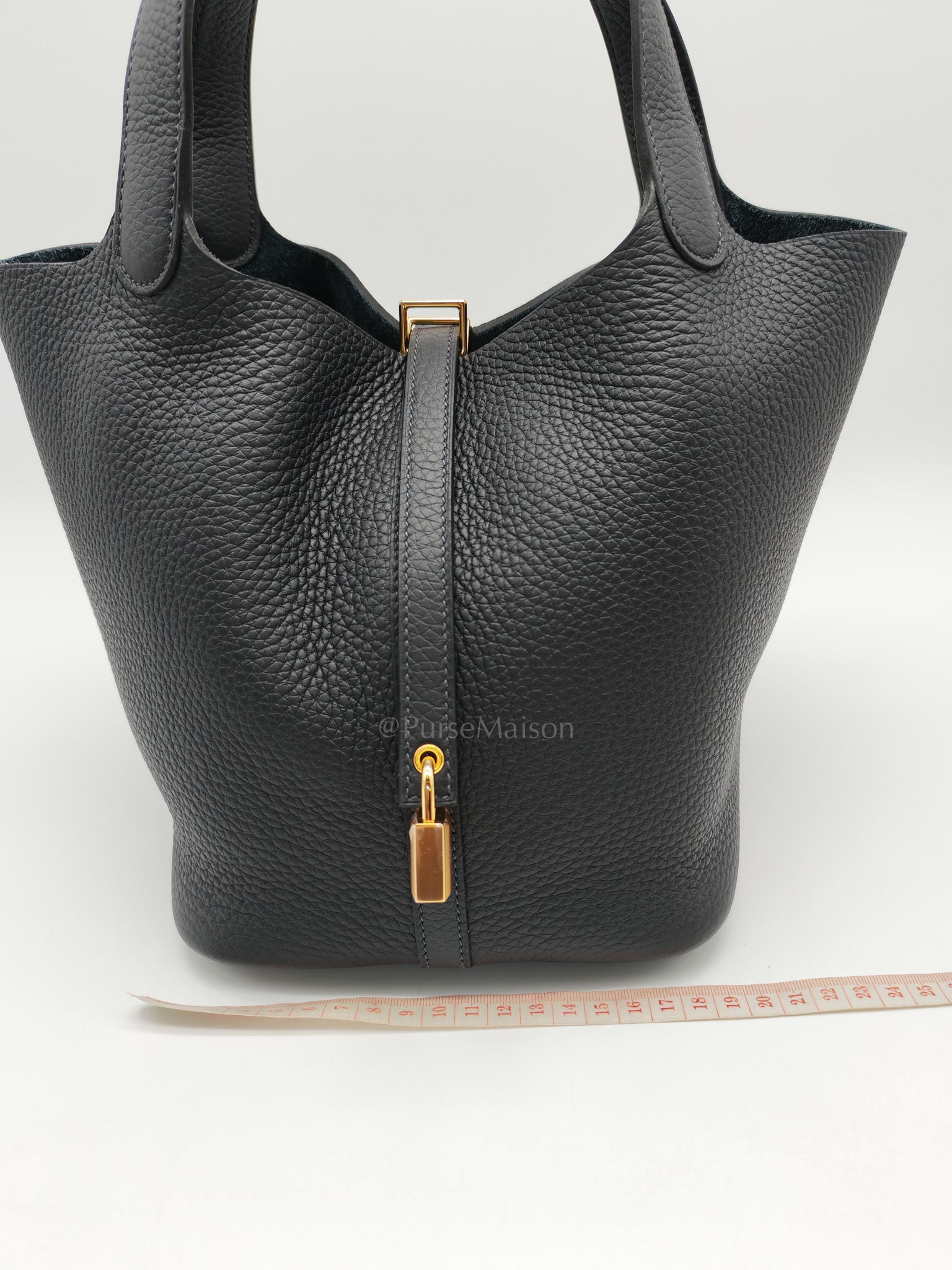 Picotin Lock 22 in Blue Indigo Clemence Leather in Gold Hardware Stamp K(2025)