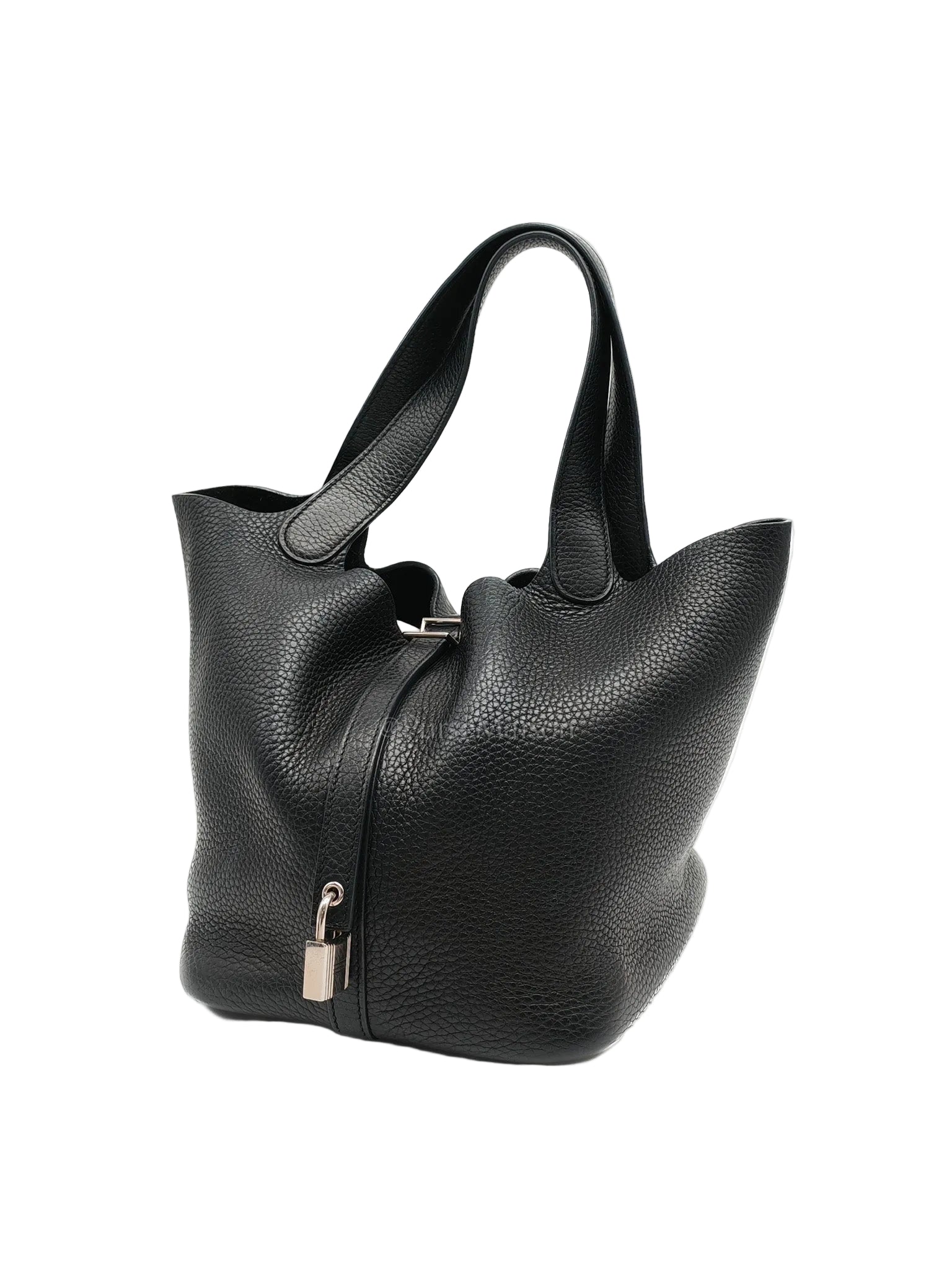 Picotin 22 in Noir Black Clemence Leather & Palladium Hardware Stamp T (2015)