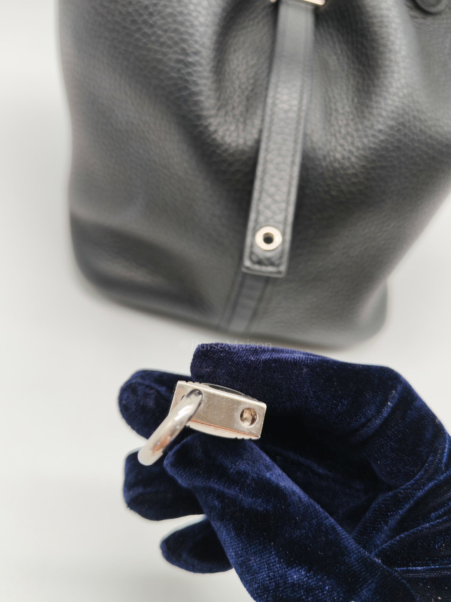 Picotin 22 in Noir Black Clemence Leather & Palladium Hardware Stamp T (2015)