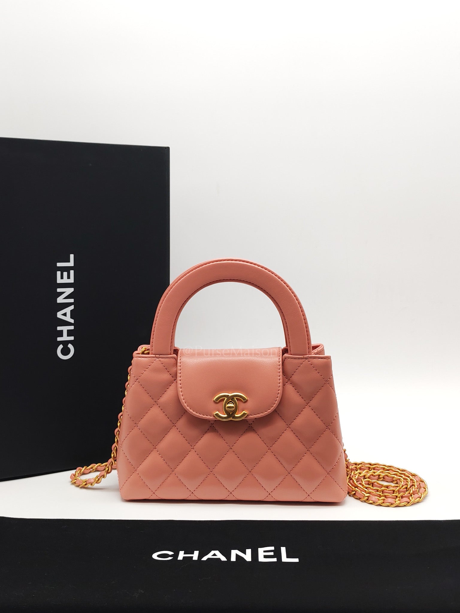 CC Kelly Small In Pink Shiny Aged Calfskin Leather & Gold Hardware Microchip