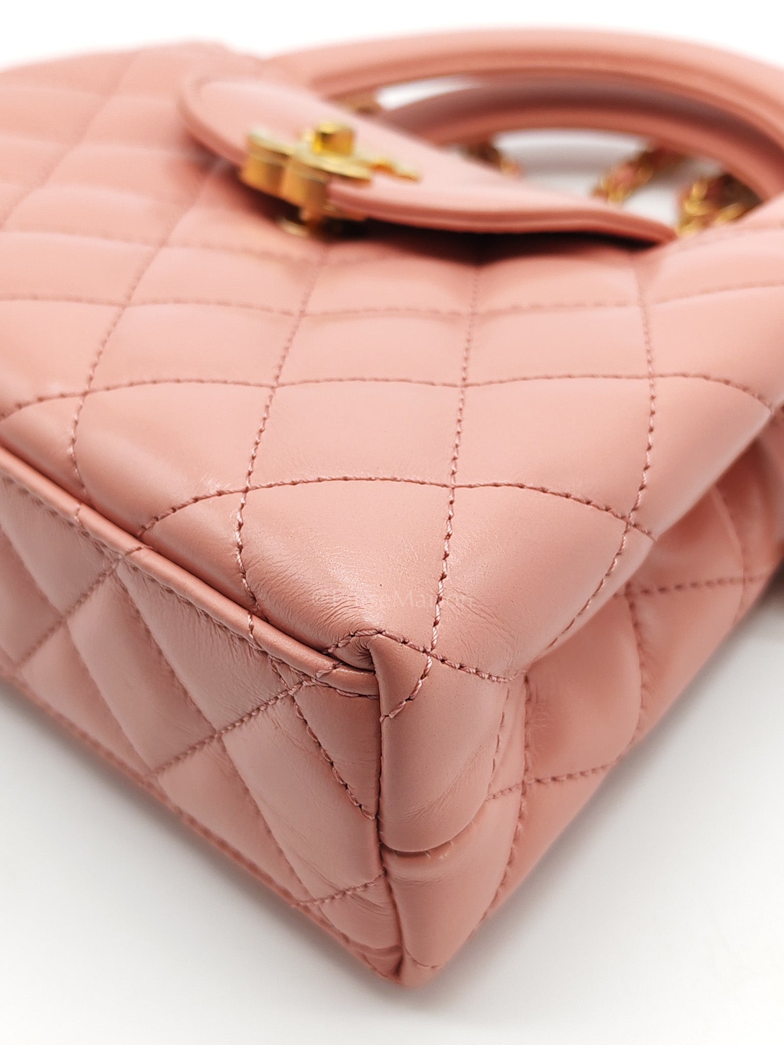 CC Kelly Small In Pink Shiny Aged Calfskin Leather & Gold Hardware Microchip