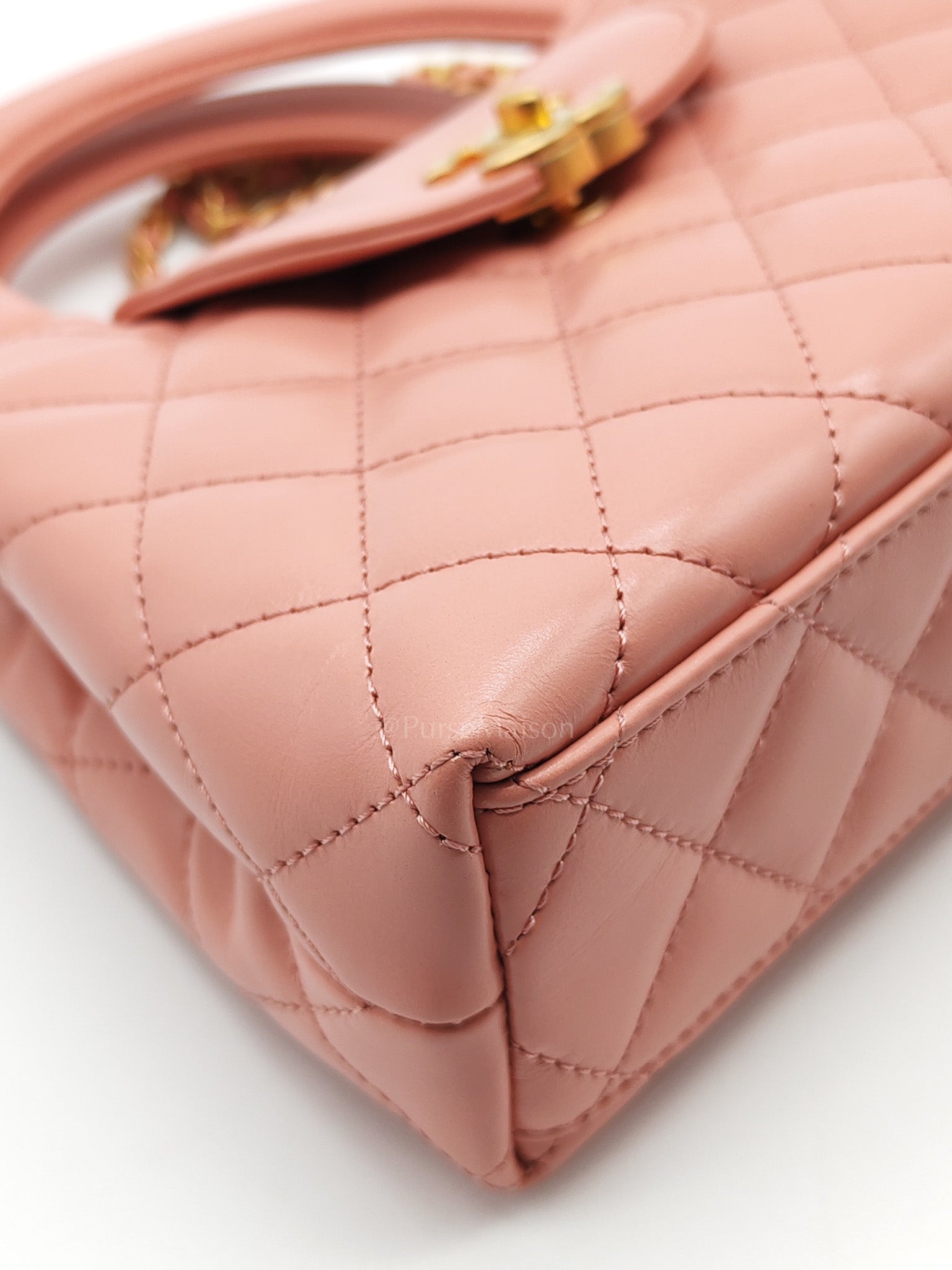 CC Kelly Small In Pink Shiny Aged Calfskin Leather & Gold Hardware Microchip
