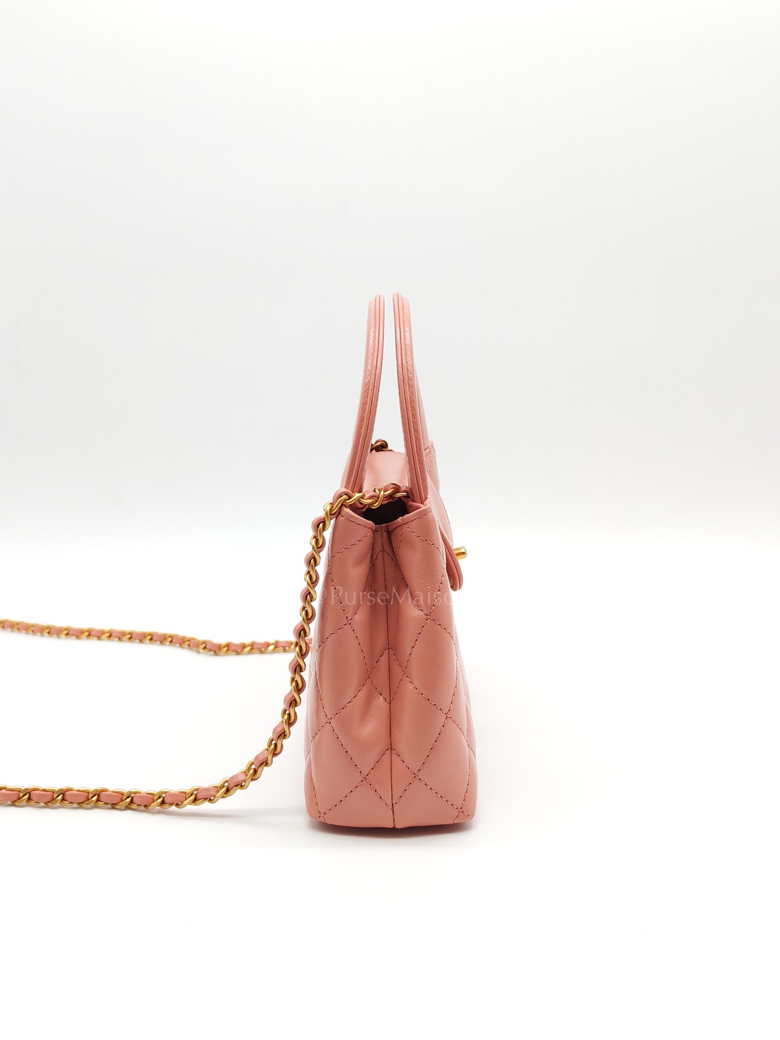 CC Kelly Small In Pink Shiny Aged Calfskin Leather & Gold Hardware Microchip