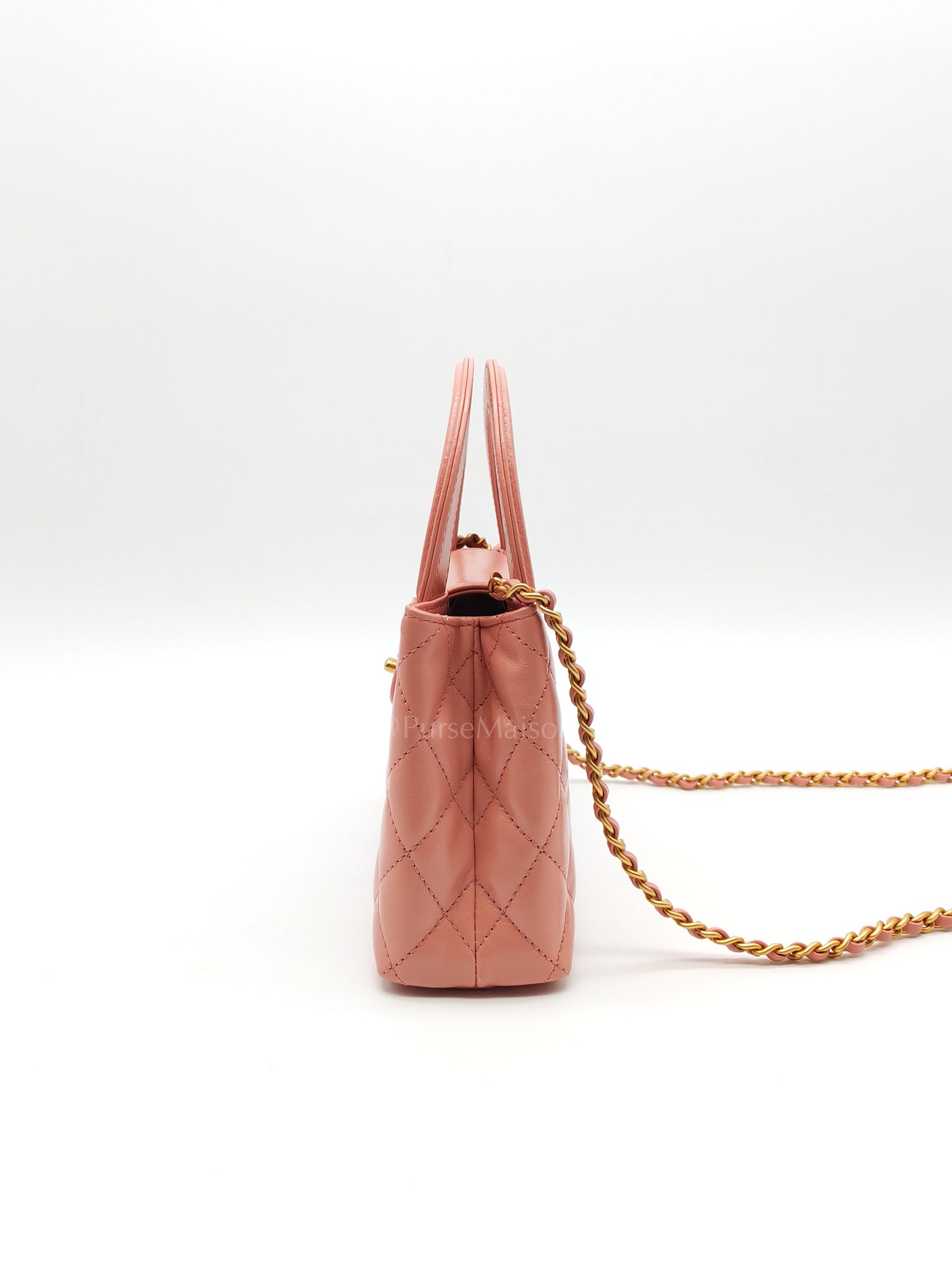 CC Kelly Small In Pink Shiny Aged Calfskin Leather & Gold Hardware Microchip