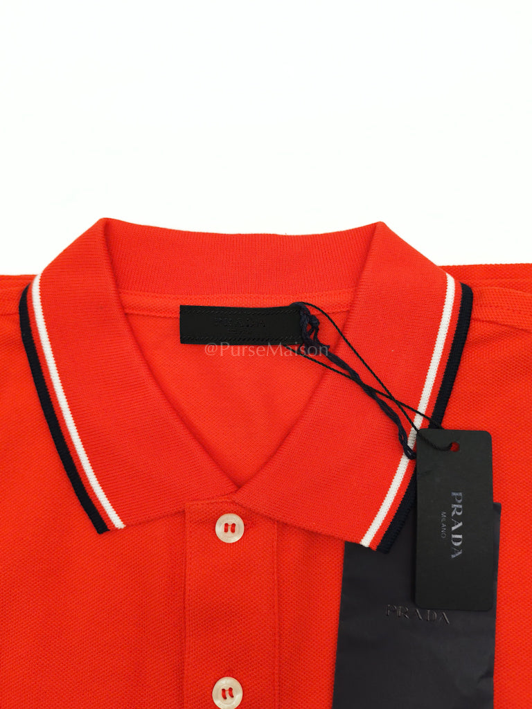 Piquet Arancio Orange Woven Polo Shirt Size Large | Purse Maison Luxury Bags Shop