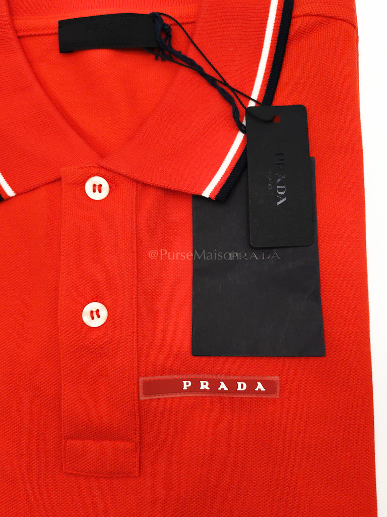 Piquet Arancio Orange Woven Polo Shirt Size Large | Purse Maison Luxury Bags Shop