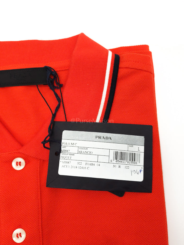 Piquet Arancio Orange Woven Polo Shirt Size Large | Purse Maison Luxury Bags Shop