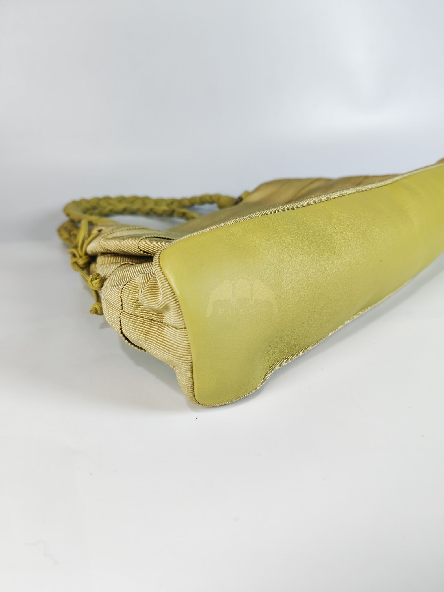 Pleated Light Green Grossgrain Nylon Shoulder Bag | Purse Maison Luxury Bags Shop