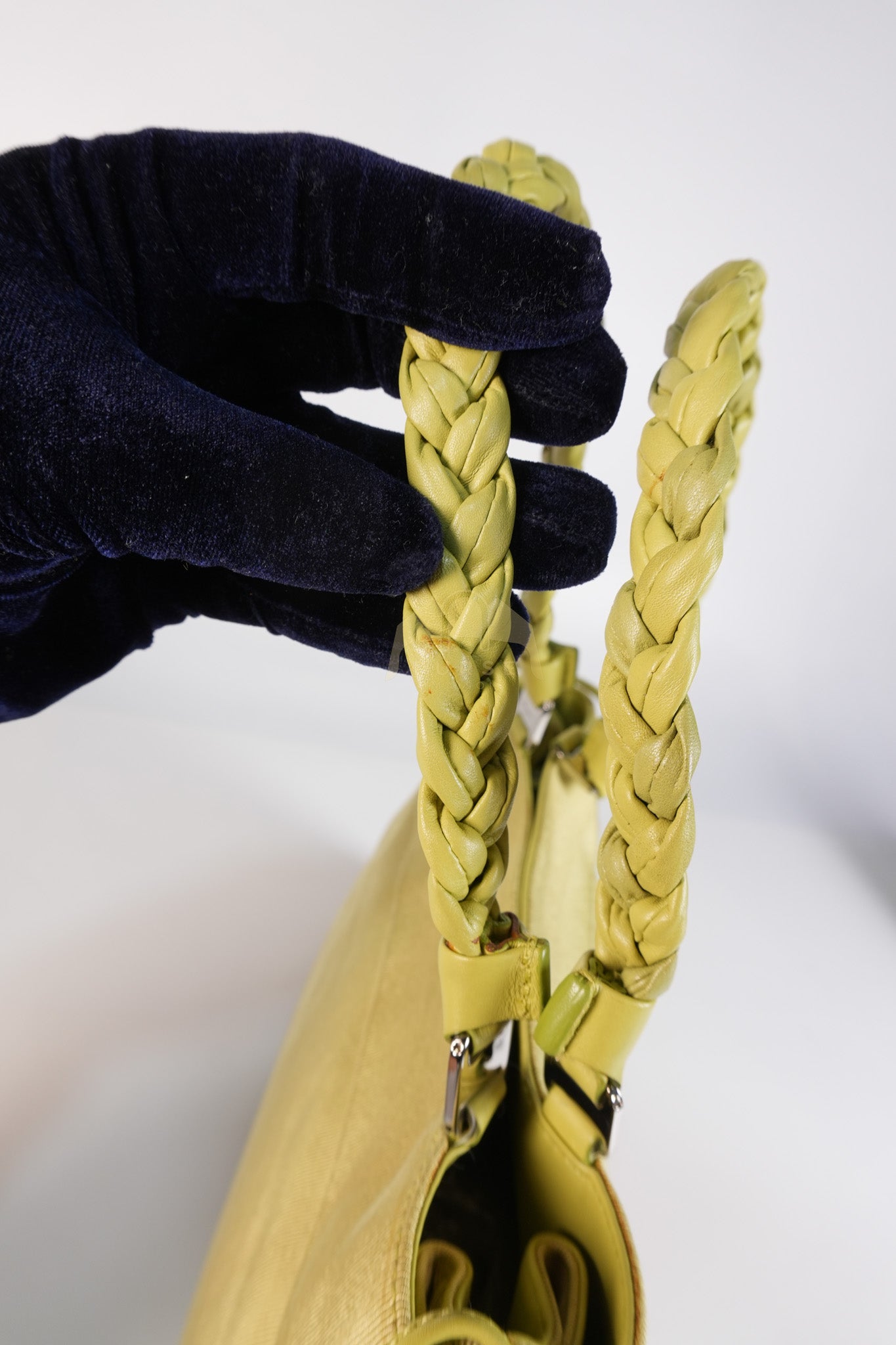 Pleated Light Green Grossgrain Nylon Shoulder Bag | Purse Maison Luxury Bags Shop