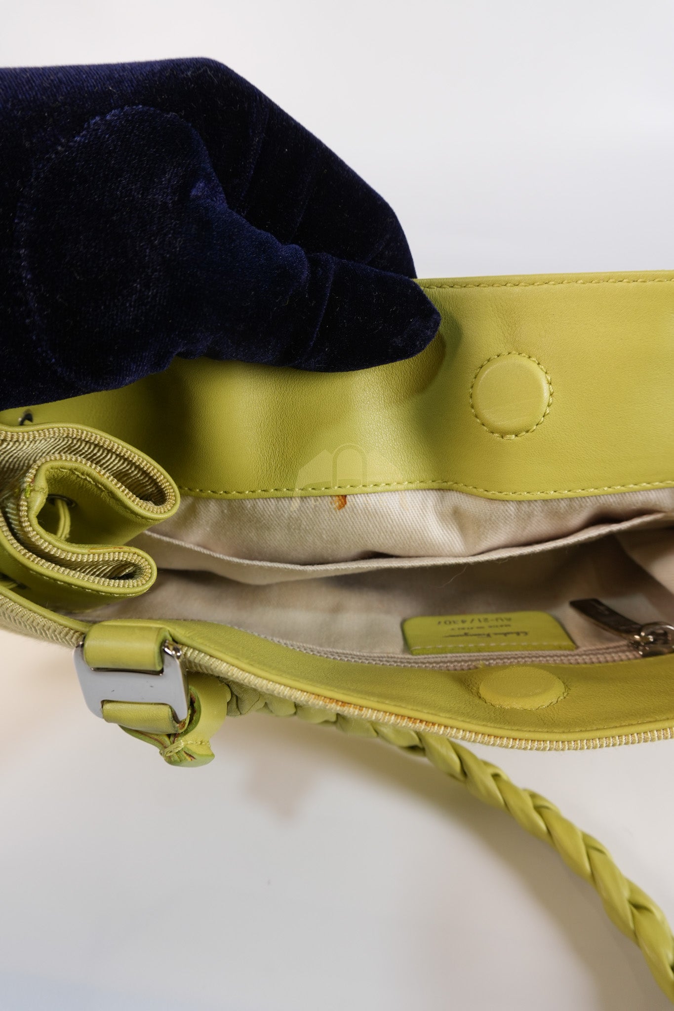 Pleated Light Green Grossgrain Nylon Shoulder Bag | Purse Maison Luxury Bags Shop