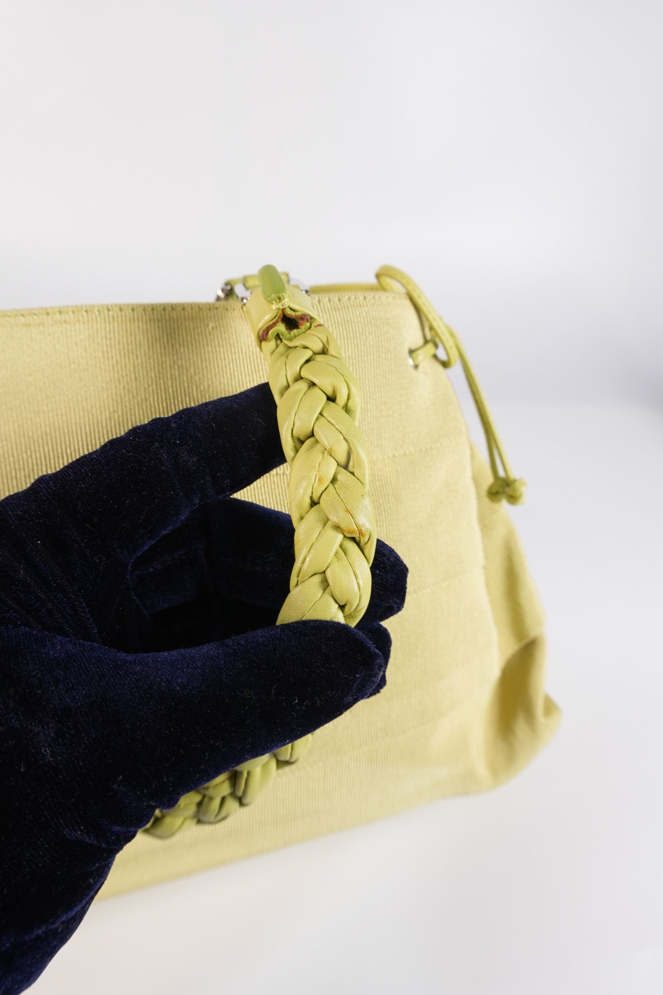 Pleated Light Green Grossgrain Nylon Shoulder Bag | Purse Maison Luxury Bags Shop