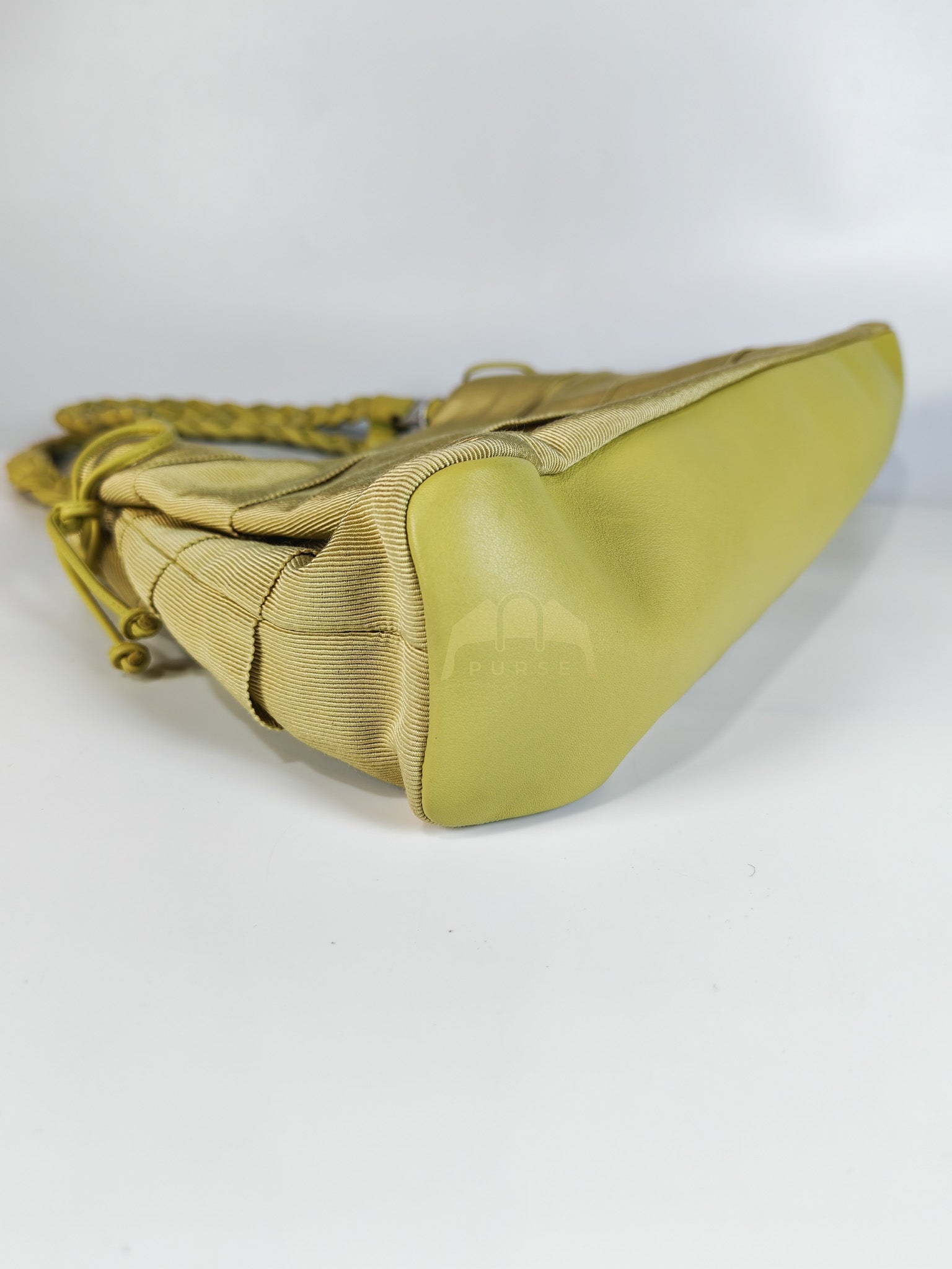 Pleated Light Green Grossgrain Nylon Shoulder Bag | Purse Maison Luxury Bags Shop
