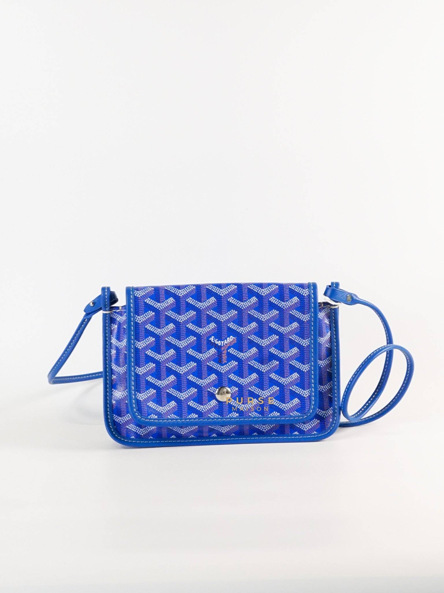 Plumet Bleu Goyardine Canvas Crossbody Bag