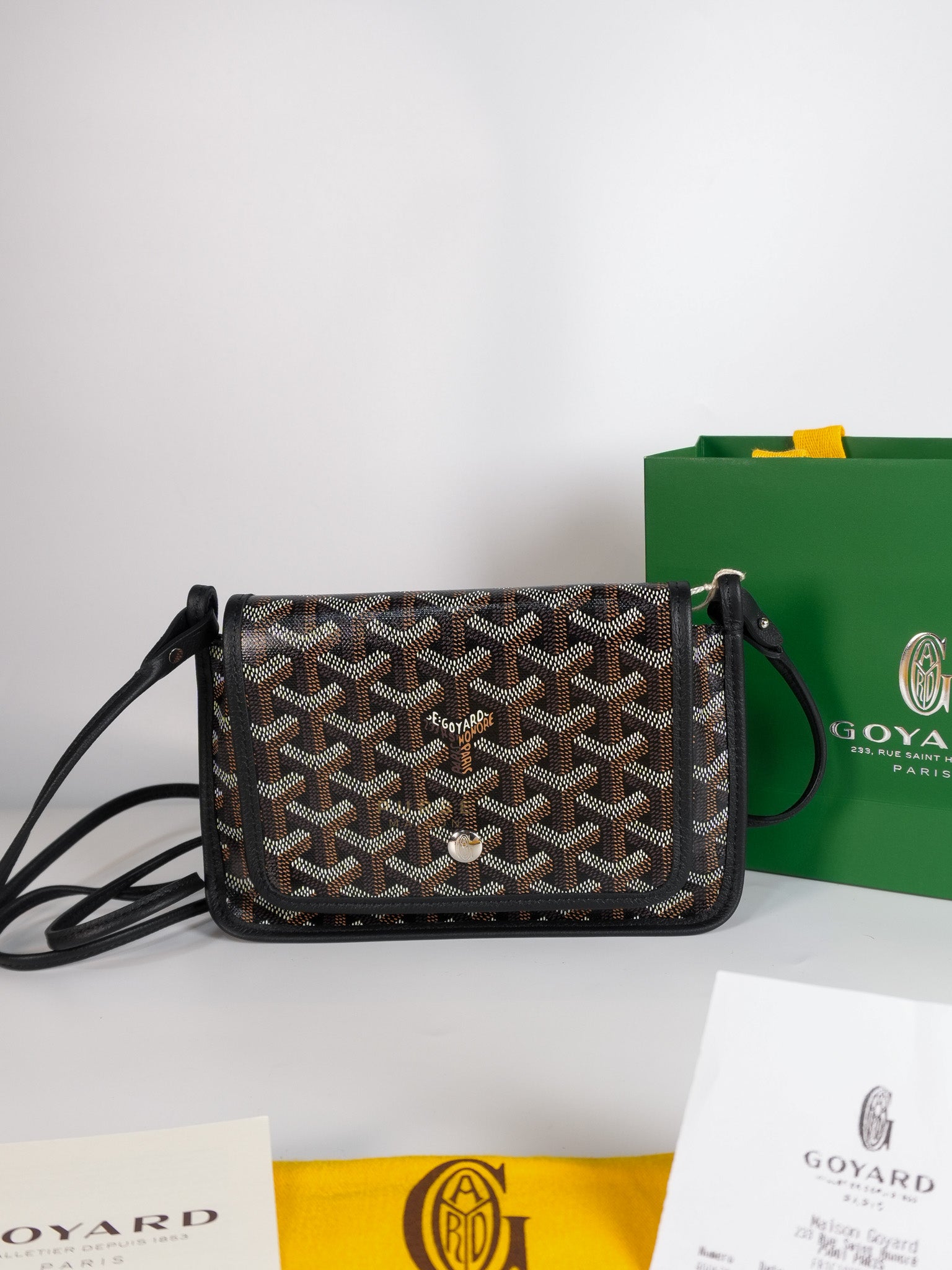 Plumet in Black Goyardine Canvas | Purse Maison Luxury Bags Shop