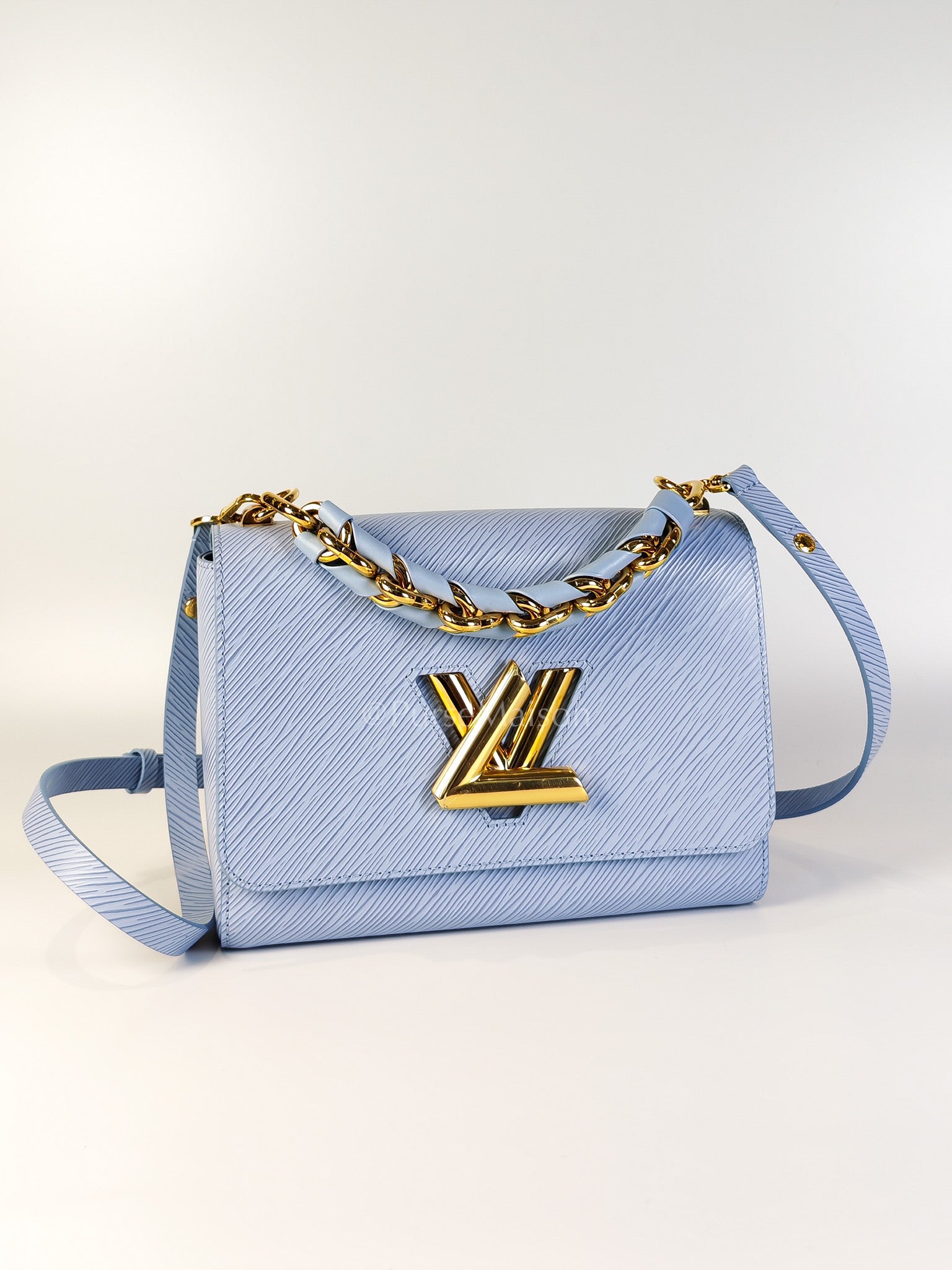 Twist Lock in Light Blue Epi Leather and Gold Hardware Shoulder Bag (Microchip)