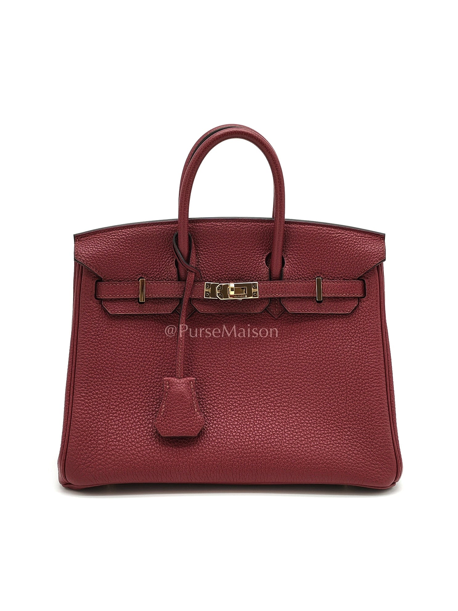 Birkin 25 Retourne Rouge Grenat in Togo Leather and Gold Hardware Stamp X (2016)