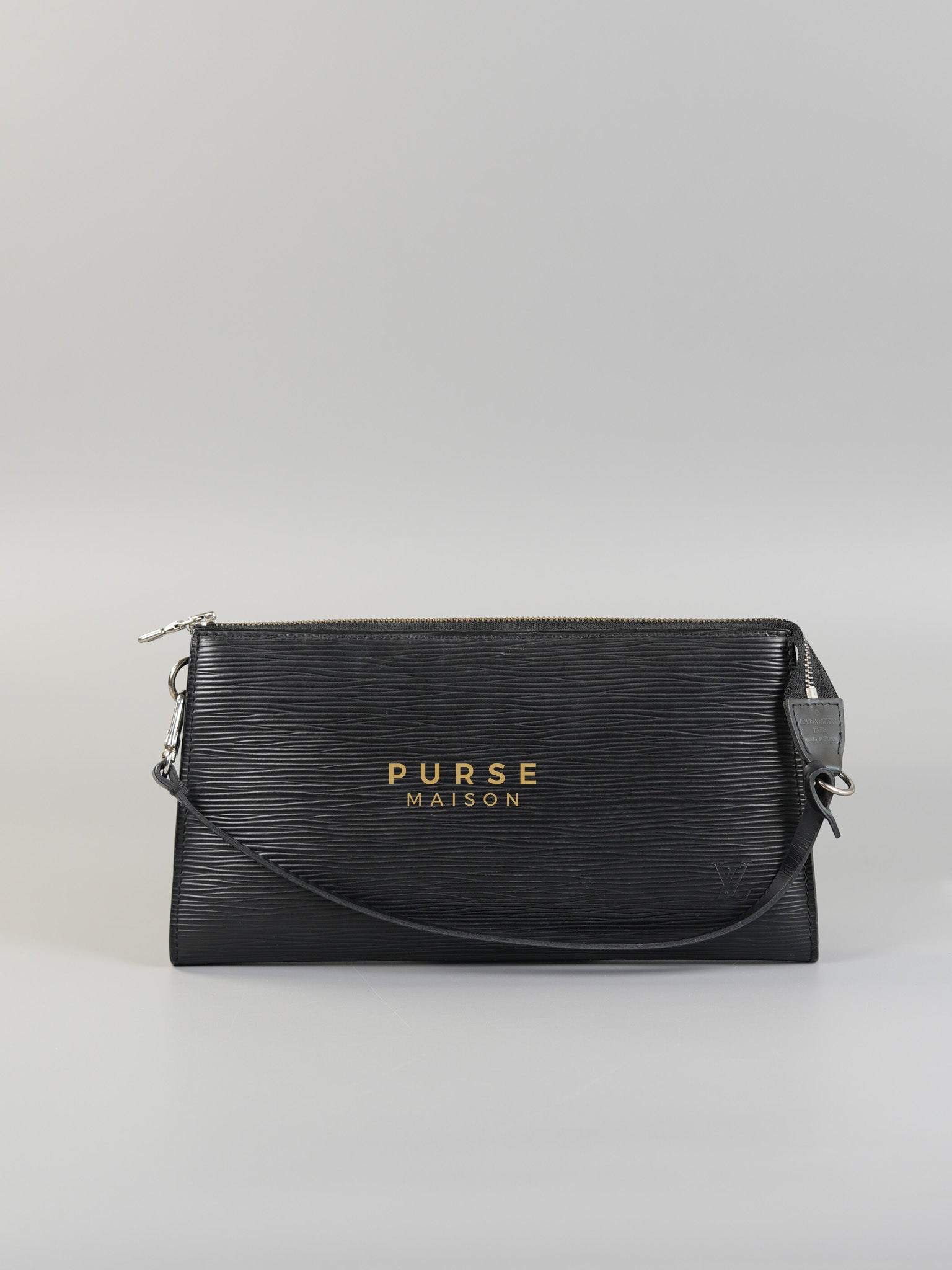 Pochette Accessories Black Epi Leather in Silver Hardware ( Date Code: AR0018) | Purse Maison Luxury Bags Shop