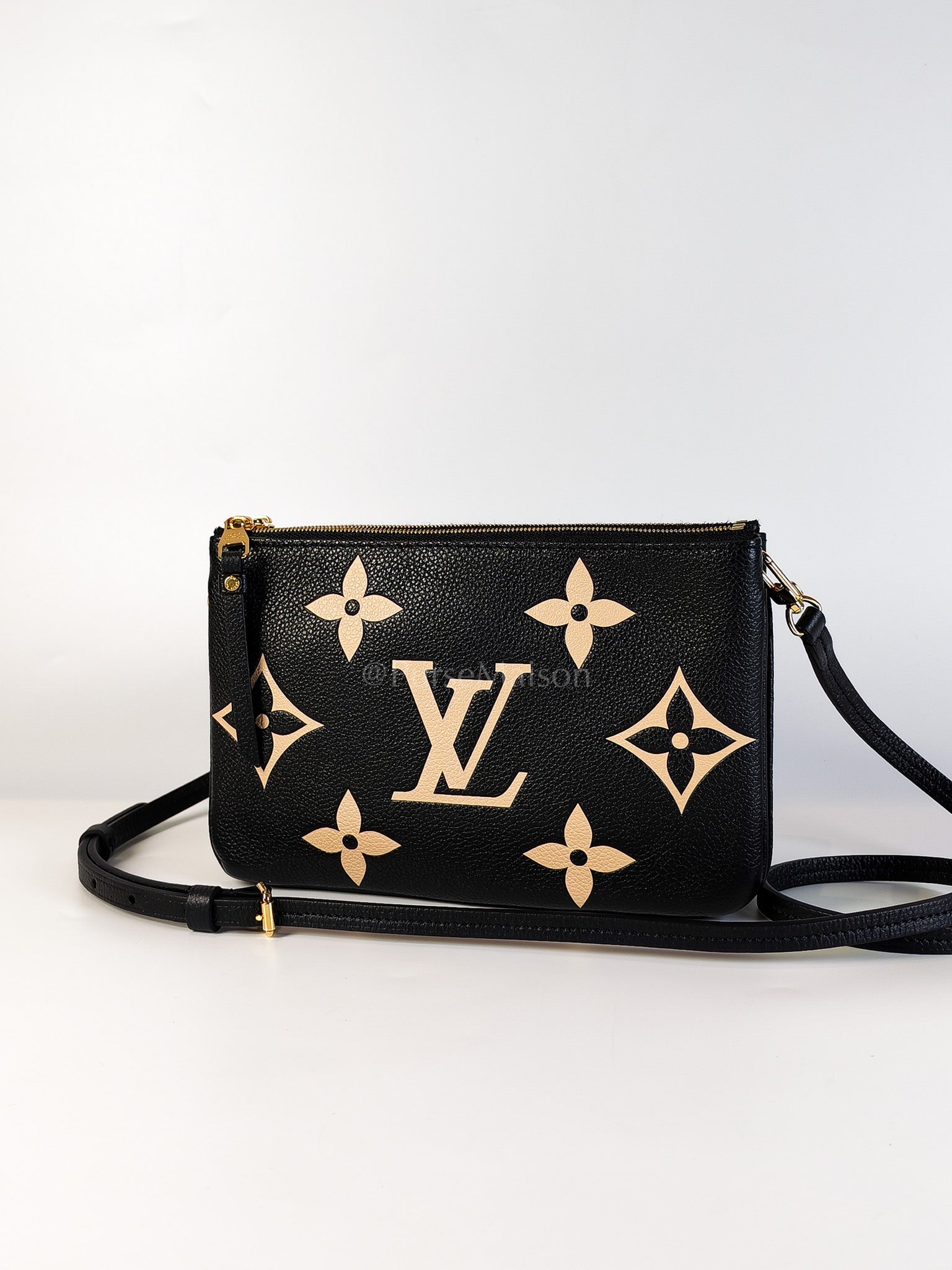 Pochette Double Zip in Bi-color Monogram Empriente Leather (Microchip) | Purse Maison Luxury Bags Shop